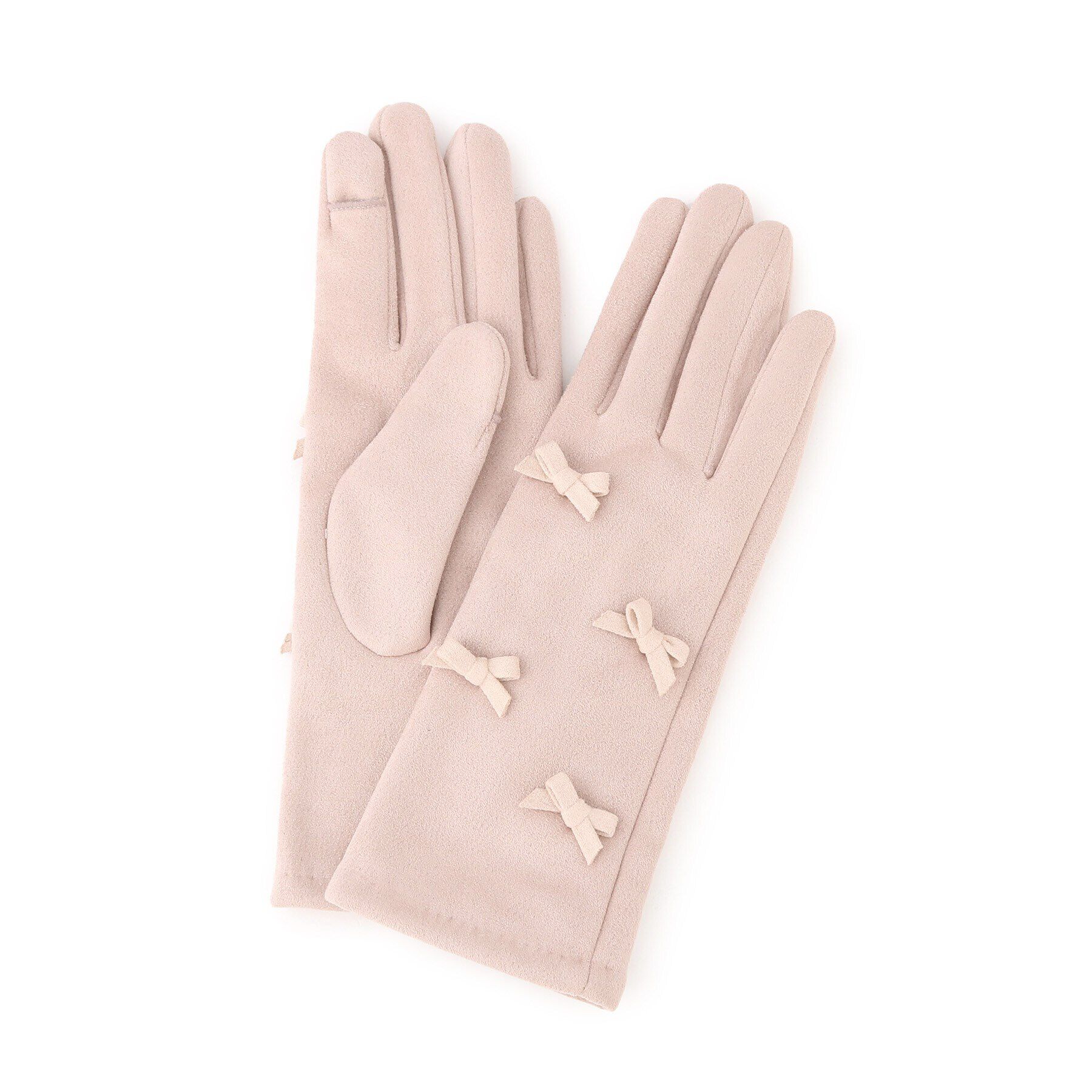 grove「スウェード調リボングローブ」|手袋|ピンク(071)