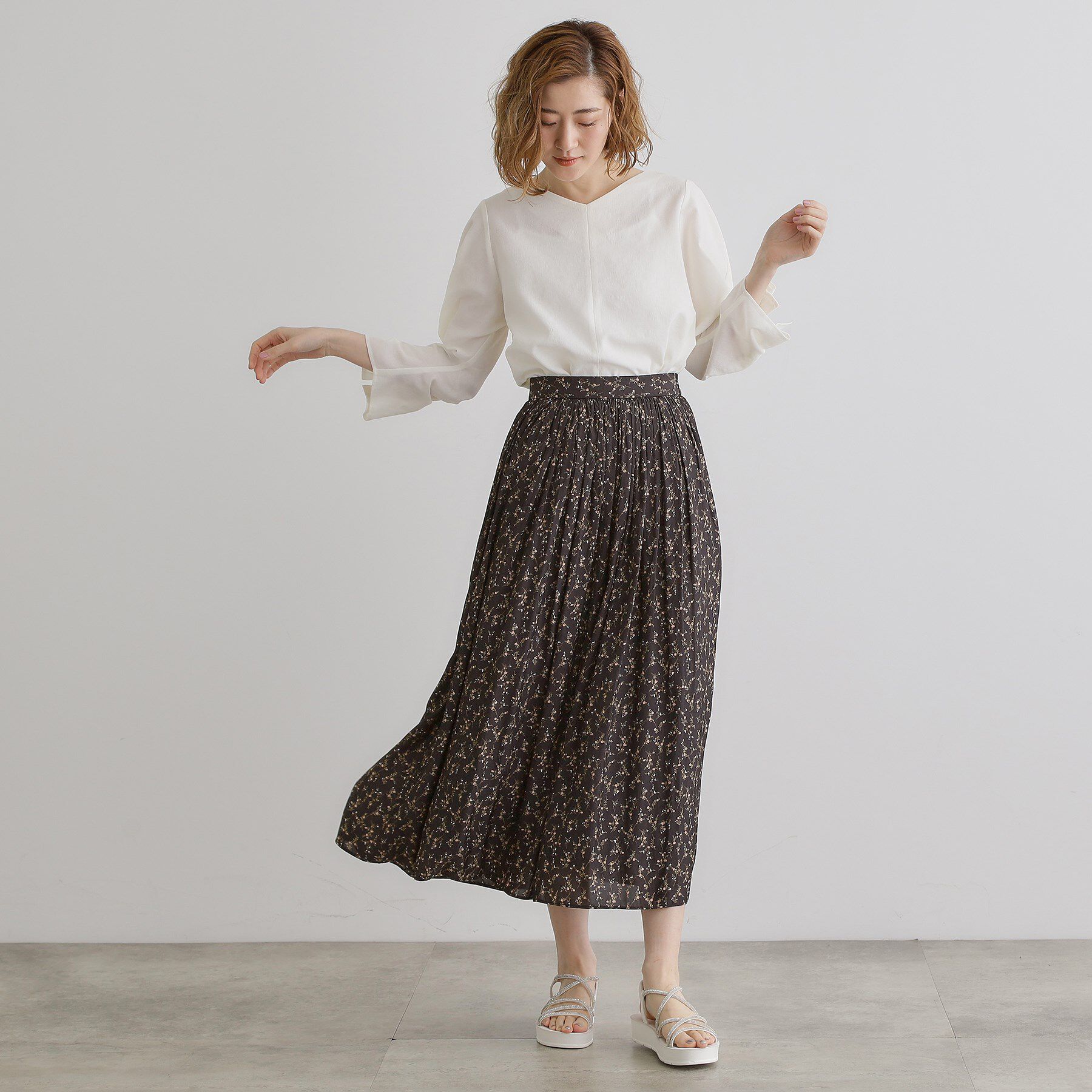 grove「【新色追加・人間工学】ワンタッチラインストーンストラップ厚底サンダル」|サンダル|