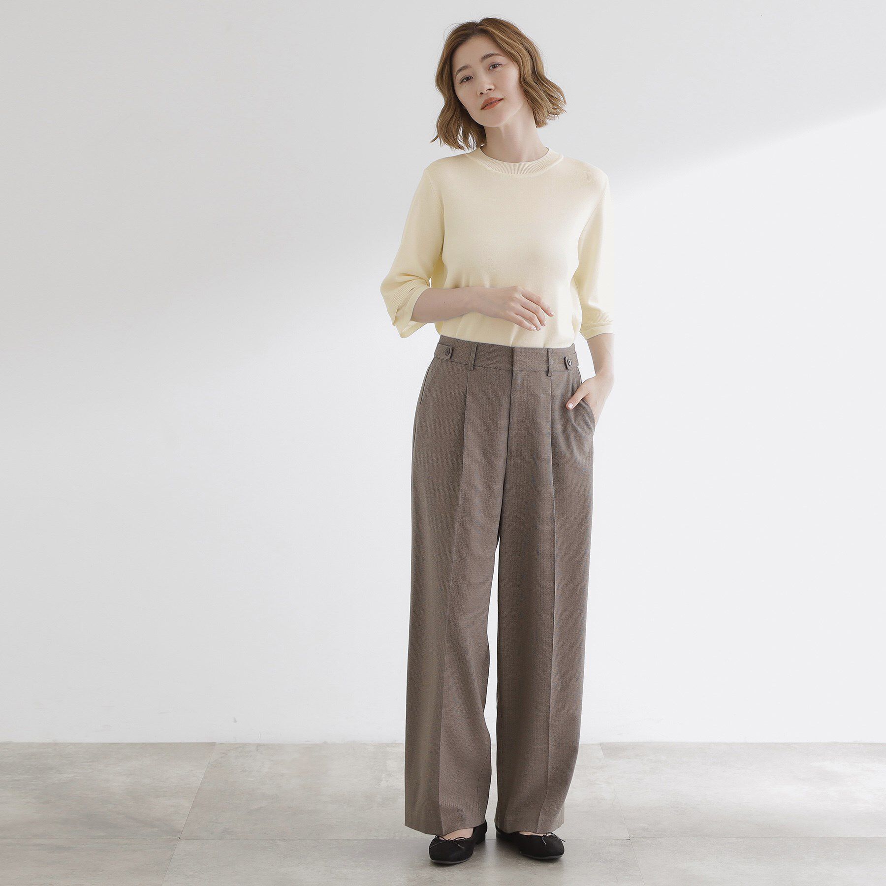 grove「【ひんやり多機能】やわらかドライタッチ 袖口シアードッキングプルオーバー」|ニット・セーター|