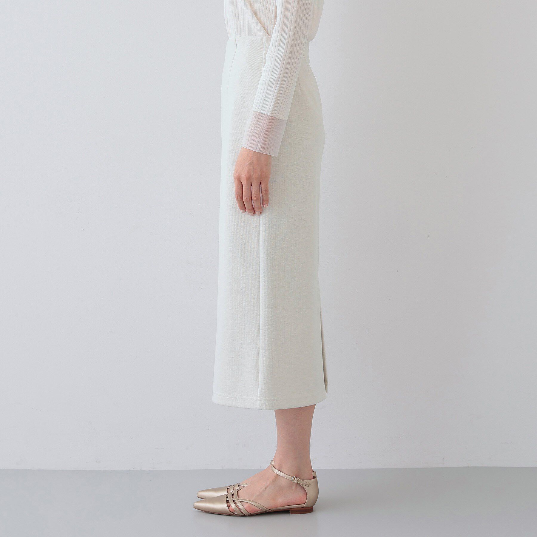 INDIVI「【洗える／UVケア／SETUP可能】メランジ調ニットライクIラインスカート」|スカート|