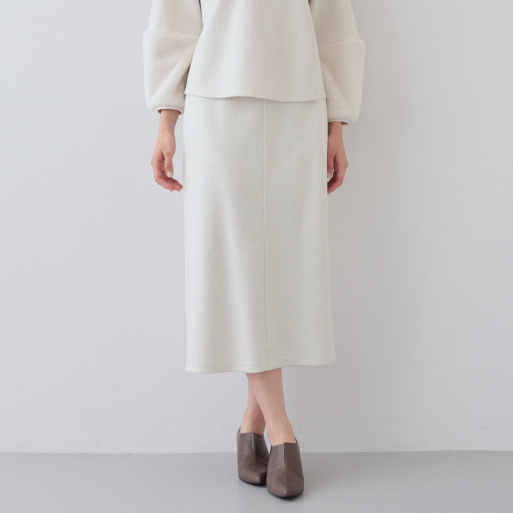 INDIVI「【洗える／UVケア／SETUP可能】メランジ調ニットライクIラインスカート」|スカート|
