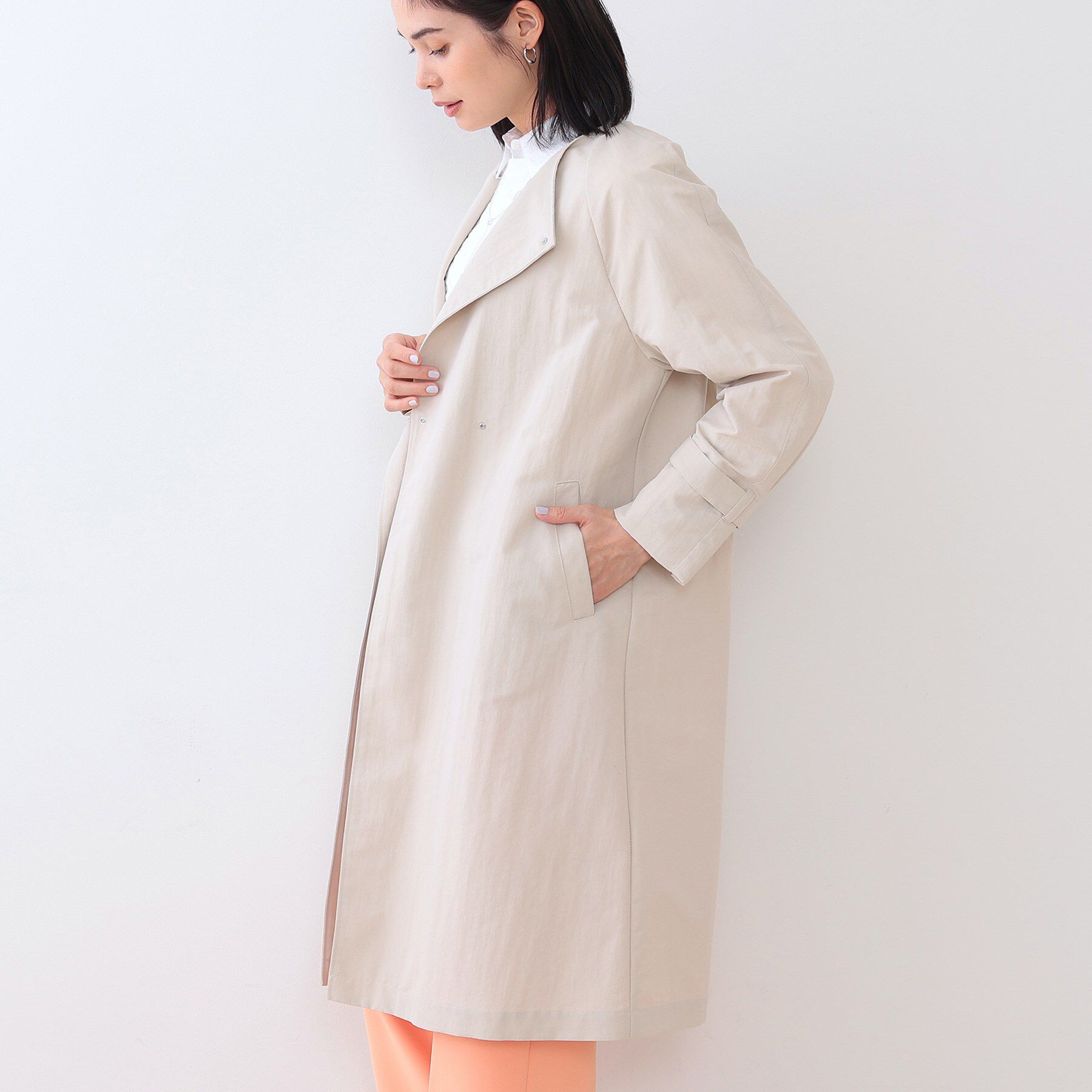 INDIVI「【撥水／UVケア／軽量】トレンチ風ロングコート」|トレンチコート|