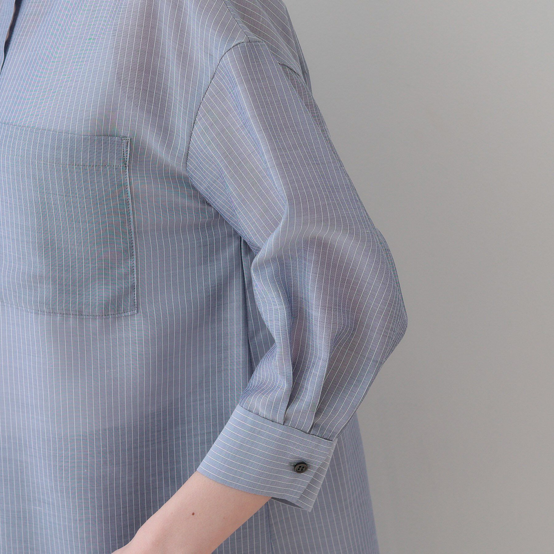 INDIVI「【洗える／エアリー素材】バンドカラーシャツ」|シャツ・ブラウス|