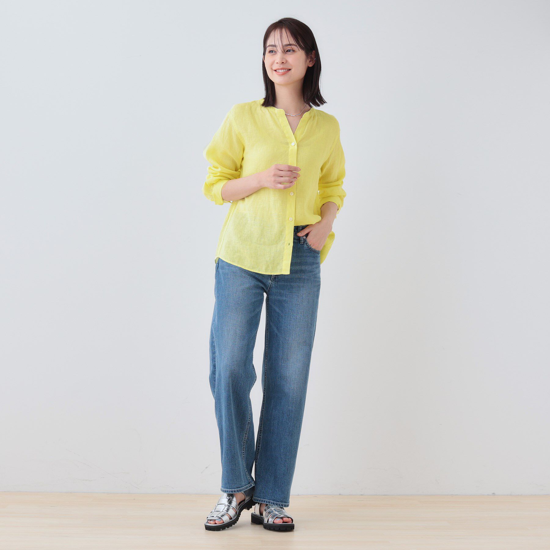 INDIVI「【洗える】フレンチリネンシャツ」|シャツ・ブラウス|