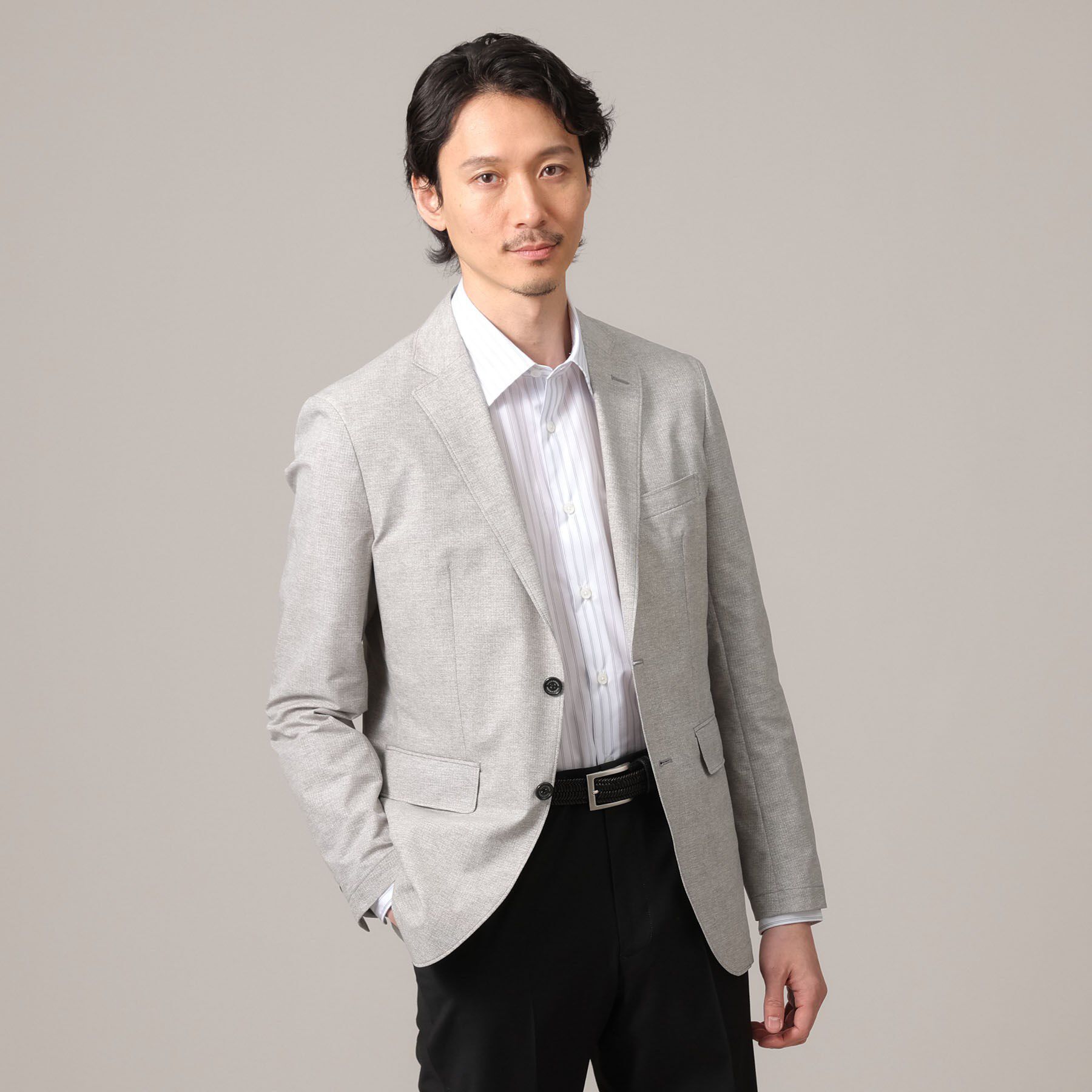 TAKEO KIKUCHI「【抗菌防臭】COOL DOTS（R）ドビープリント ジャケット」|テーラードジャケット|ライトグレー(011