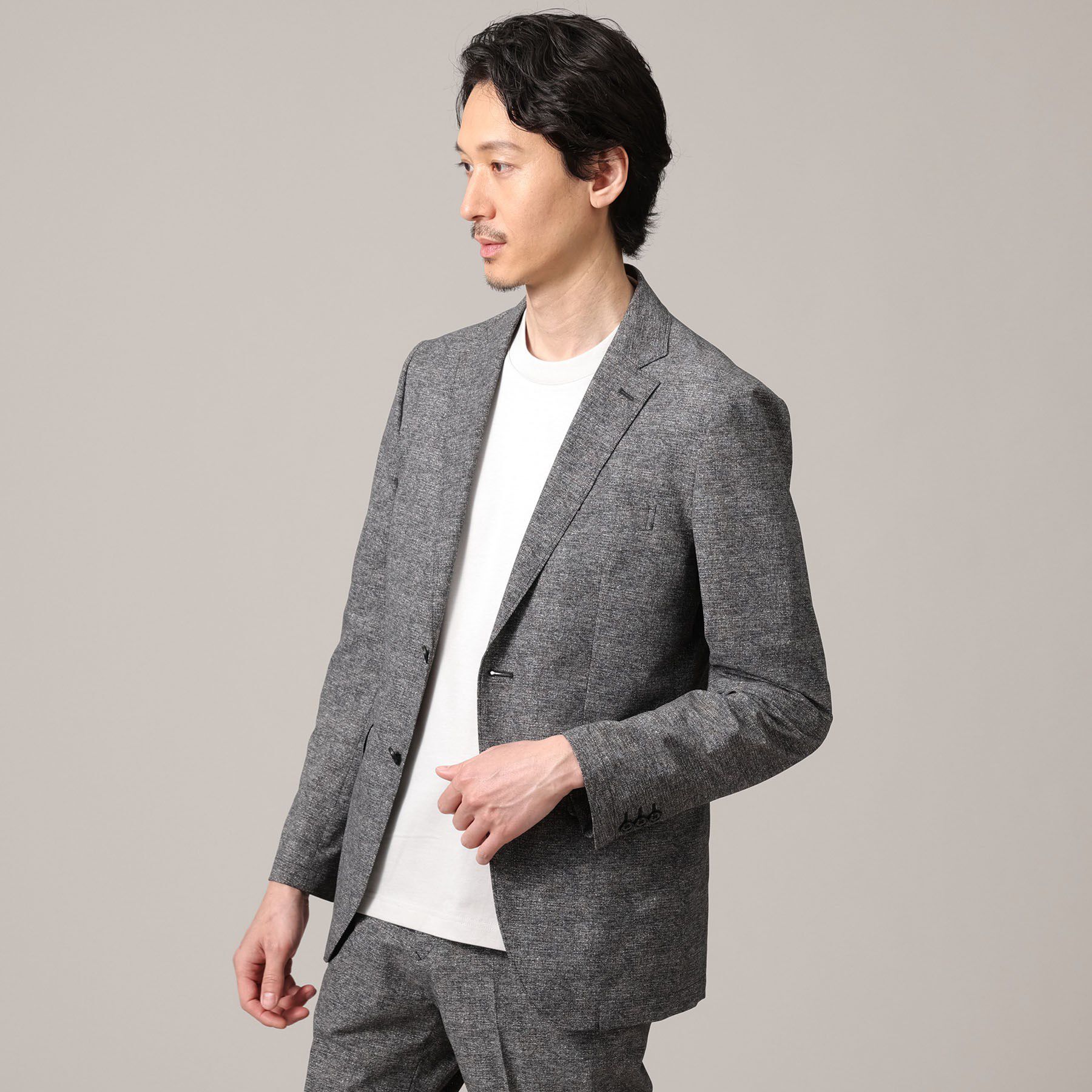 TAKEO KIKUCHI「【抗菌防臭】COOL DOTS（R）ドビープリント ジャケット」|テーラードジャケット|ブラック(019)