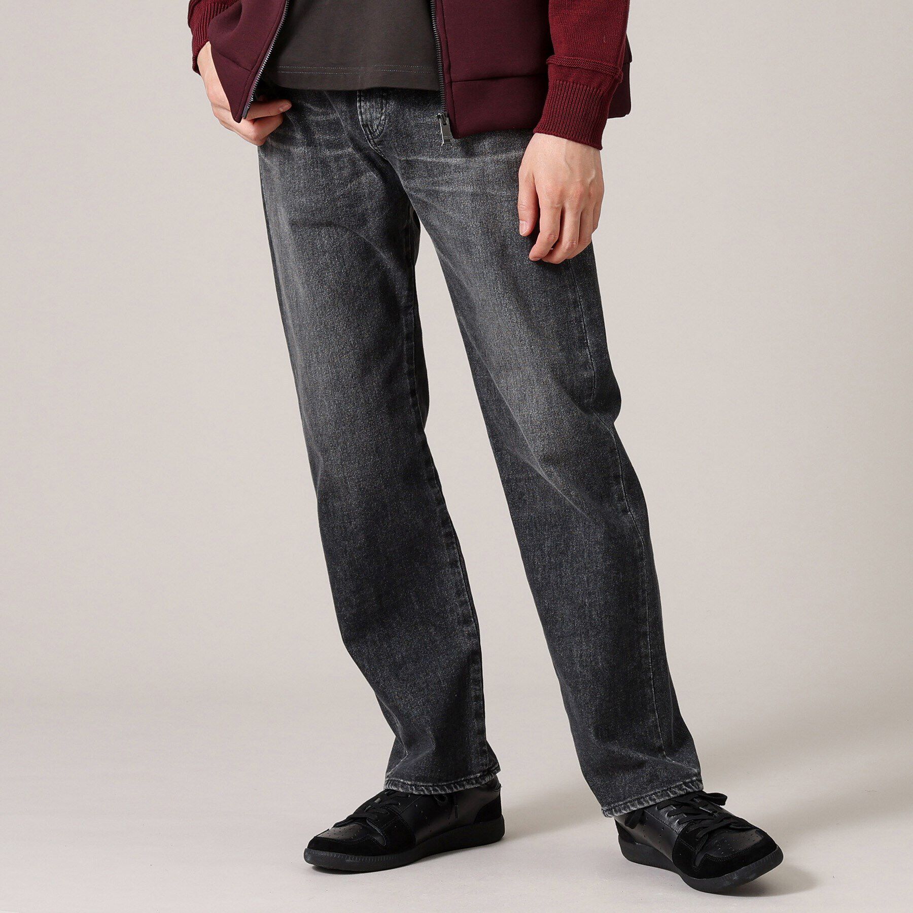 TAKEO KIKUCHI「【モンスターストレッチ】日本製 ウォッシュド デニムパンツ」|デニム|チャコールグレー(0