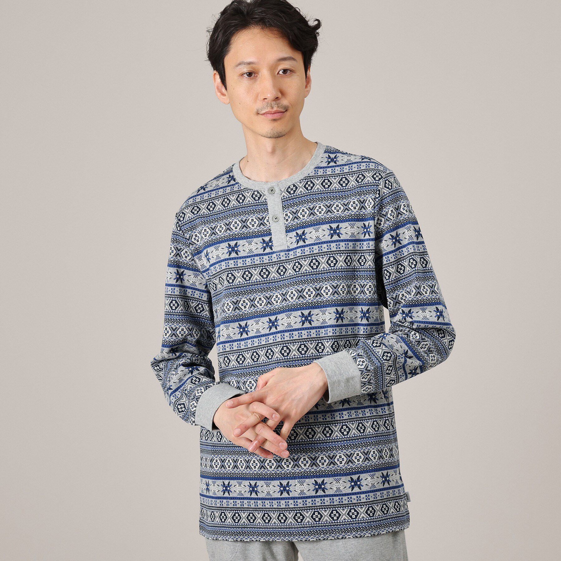 TAKEO KIKUCHI「フェアアイル長袖ヘンリーパジャマ」|ルームウェア|