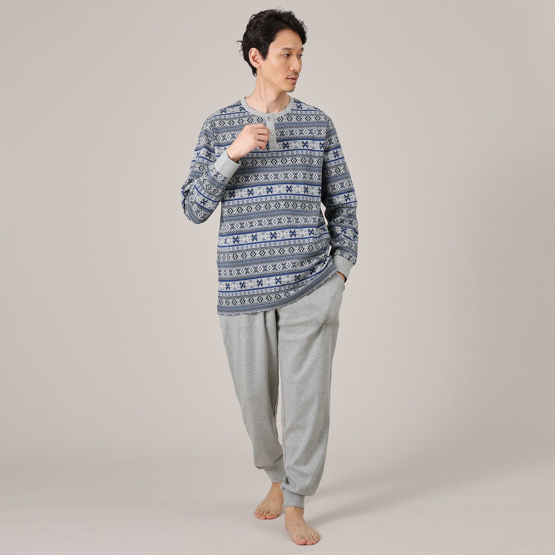 TAKEO KIKUCHI「フェアアイル長袖ヘンリーパジャマ」|ルームウェア|