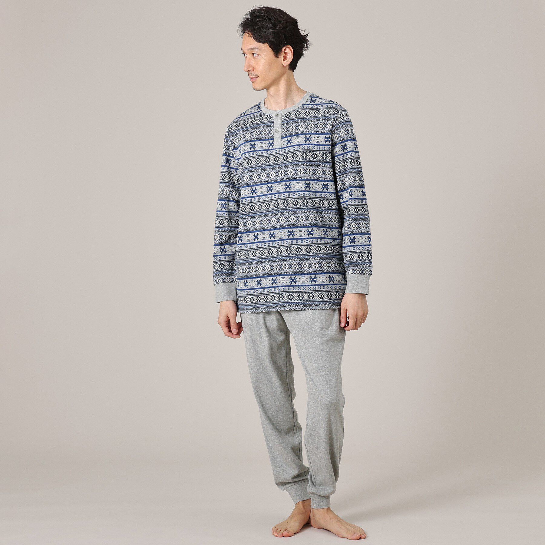 TAKEO KIKUCHI「フェアアイル長袖ヘンリーパジャマ」|ルームウェア|