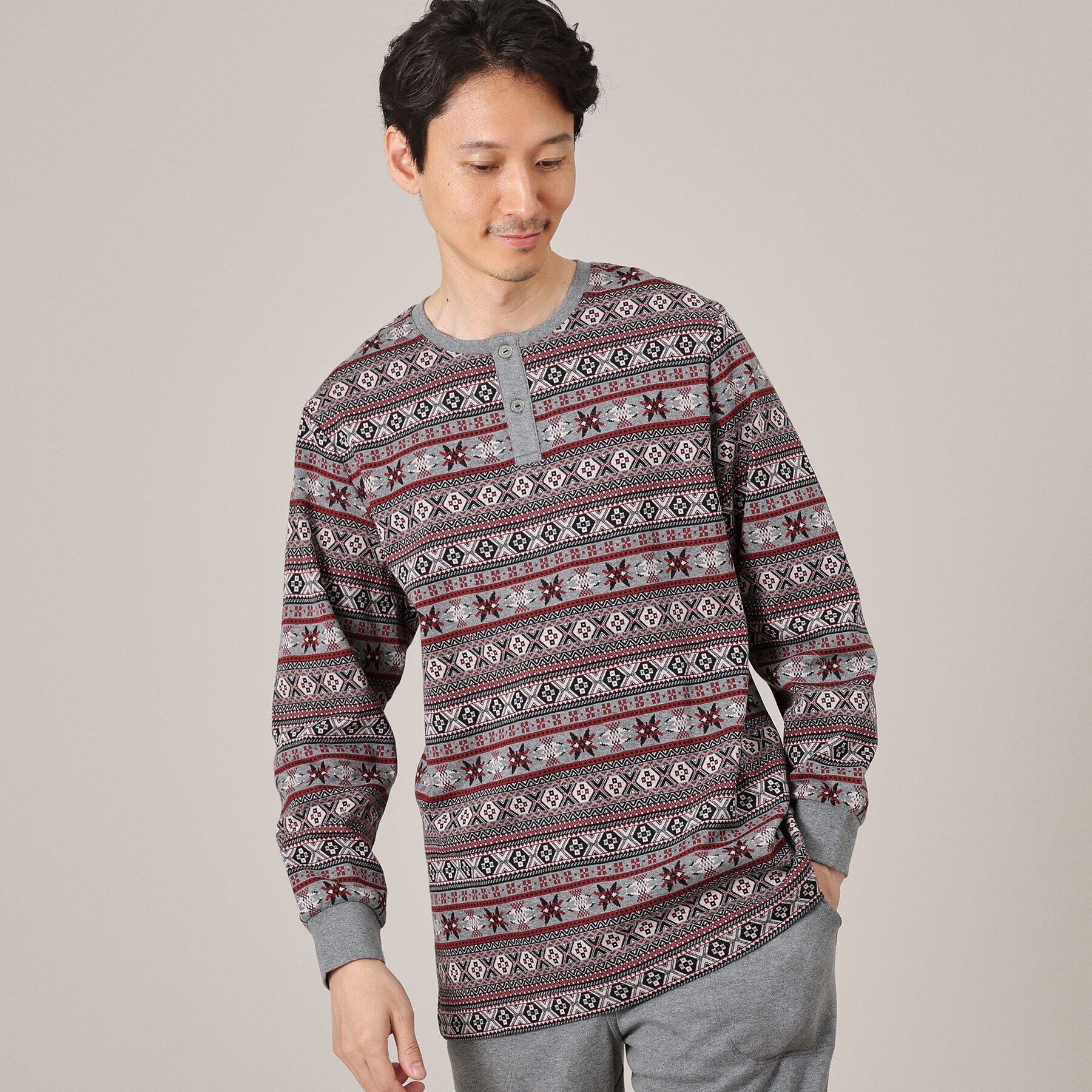 TAKEO KIKUCHI「フェアアイル長袖ヘンリーパジャマ」|ルームウェア|