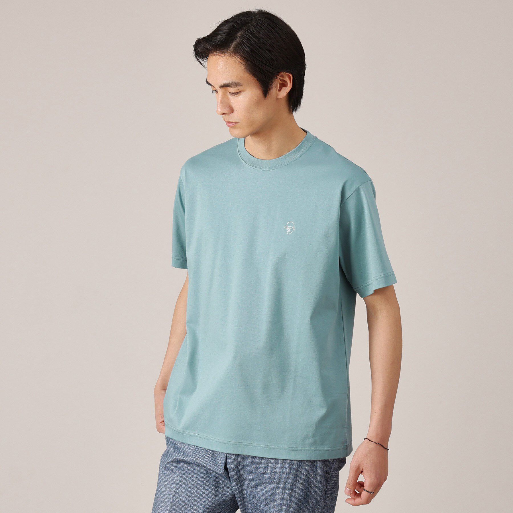 TAKEO KIKUCHI「ワンポイント カラー刺繍 Tシャツ」|Tシャツ・カットソー|ブルー(092)