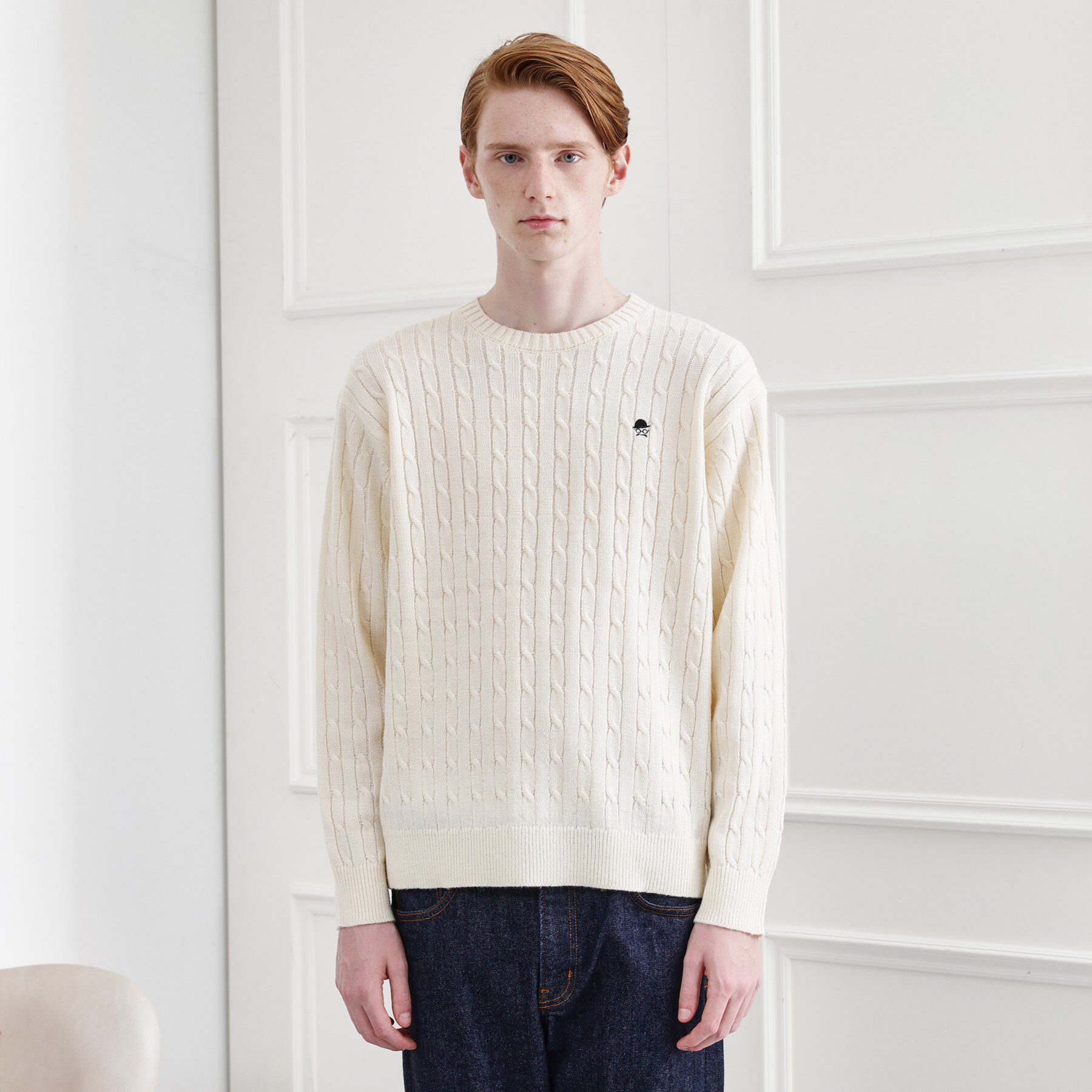 TAKEO KIKUCHI「【LIMITED】ワンポイント刺繍ケーブルニット」|ニット・セーター|