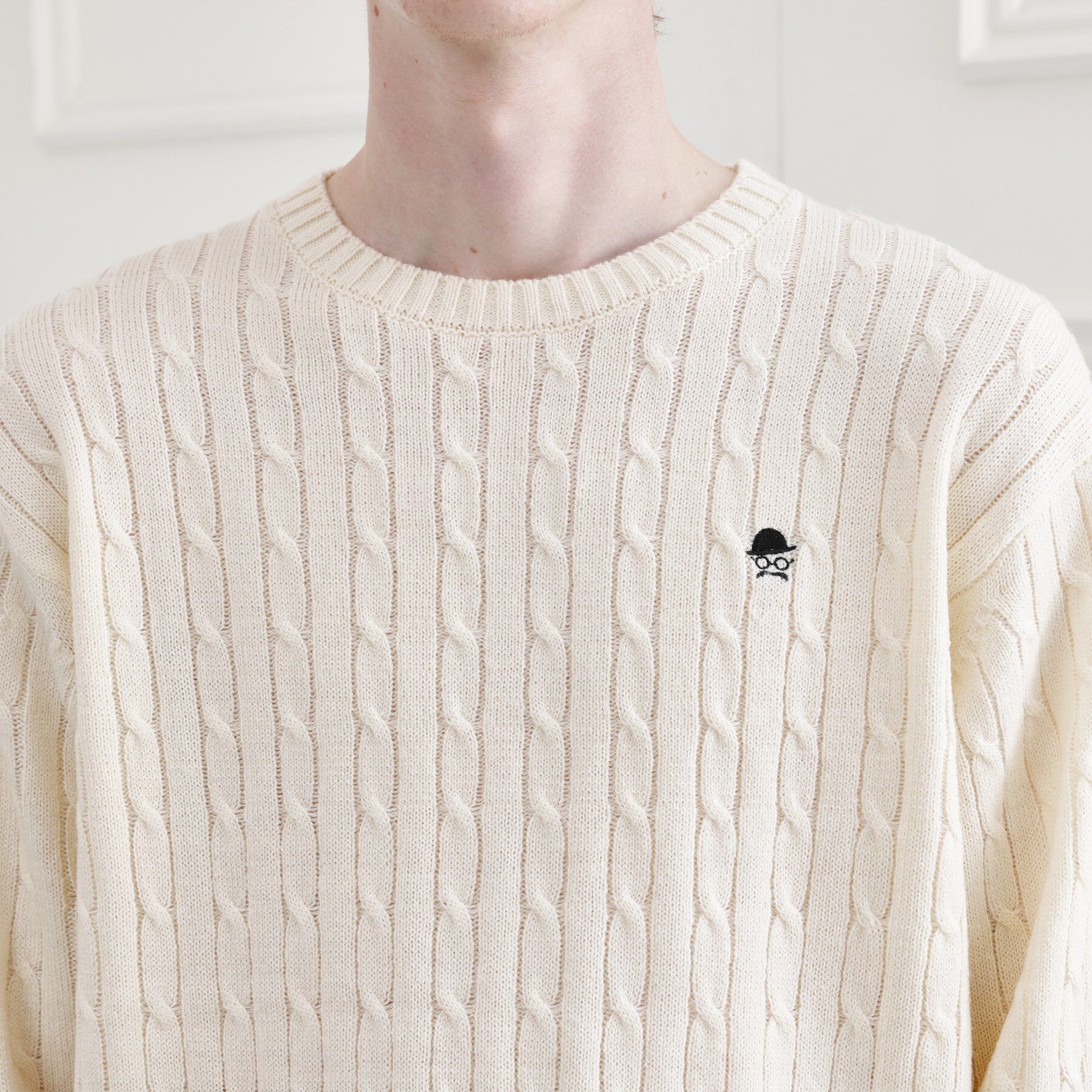 TAKEO KIKUCHI「【LIMITED】ワンポイント刺繍ケーブルニット」|ニット・セーター|