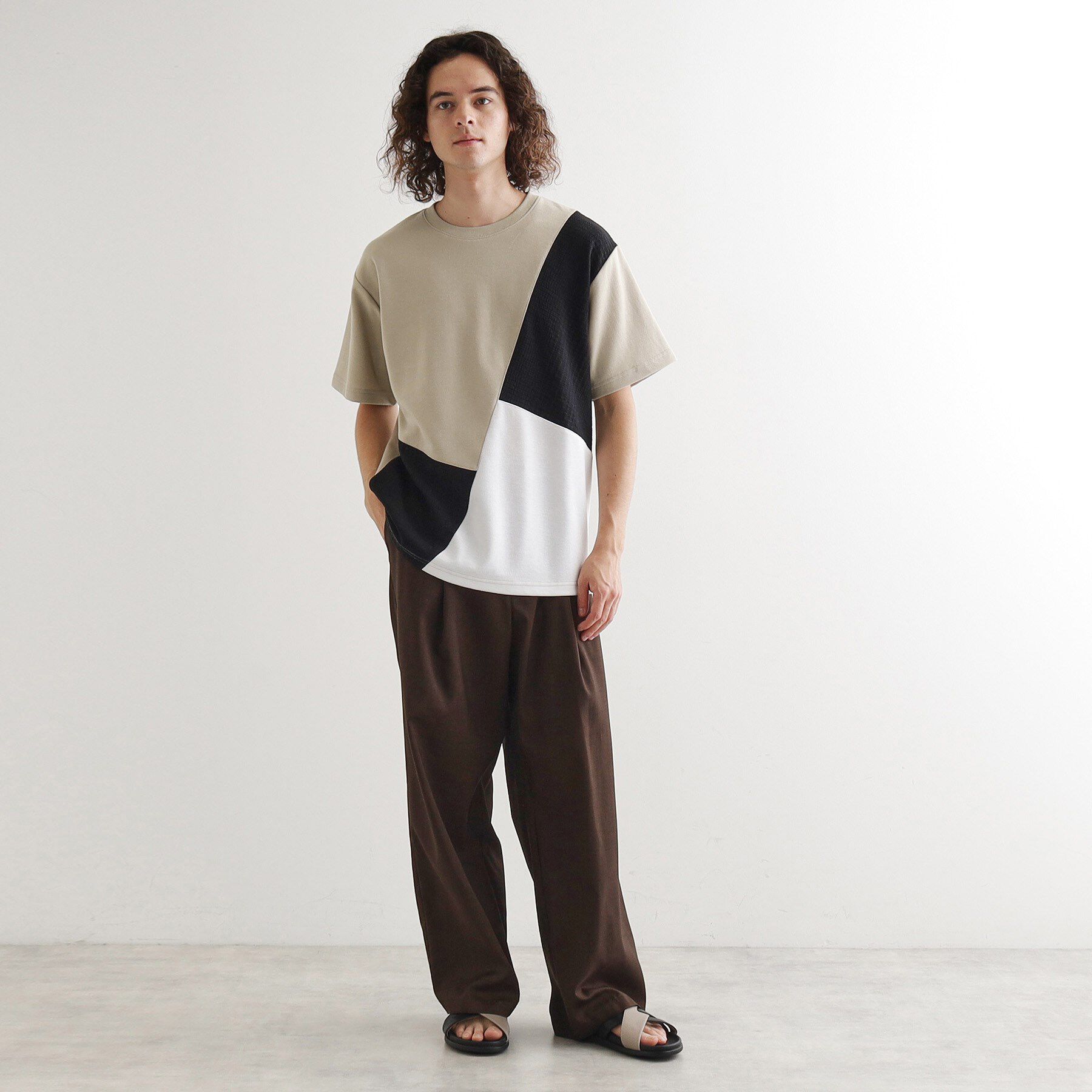 tk.TAKEO KIKUCHI「フクレジャカードナナメ切替えカットソー」|Tシャツ・カットソー|