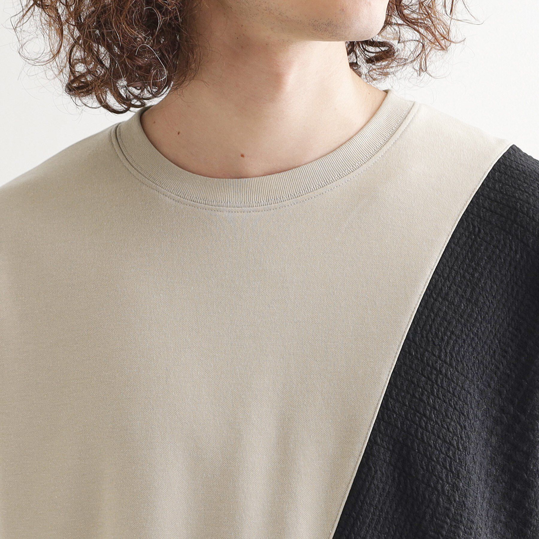 tk.TAKEO KIKUCHI「フクレジャカードナナメ切替えカットソー」|Tシャツ・カットソー|