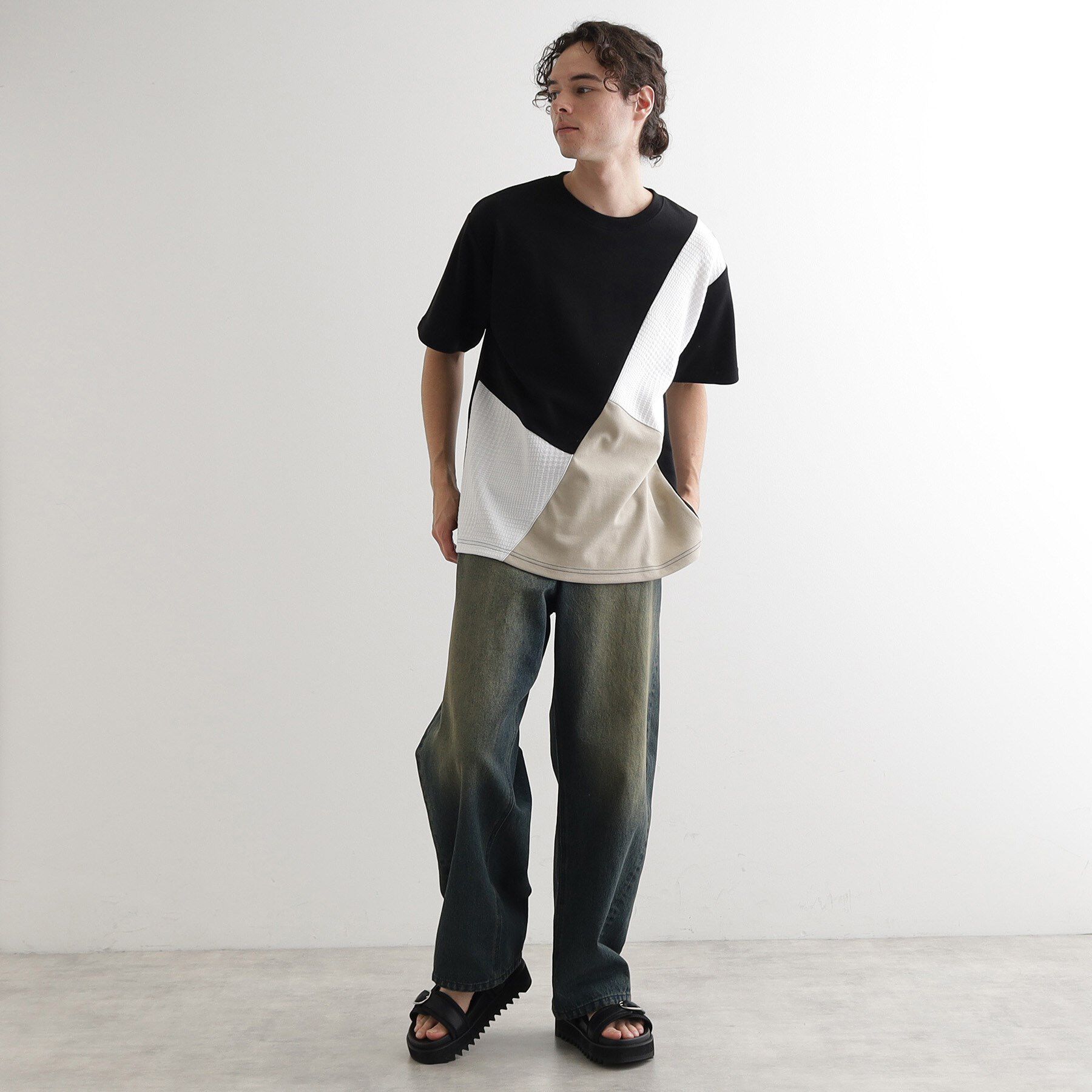 tk.TAKEO KIKUCHI「フクレジャカードナナメ切替えカットソー」|Tシャツ・カットソー|