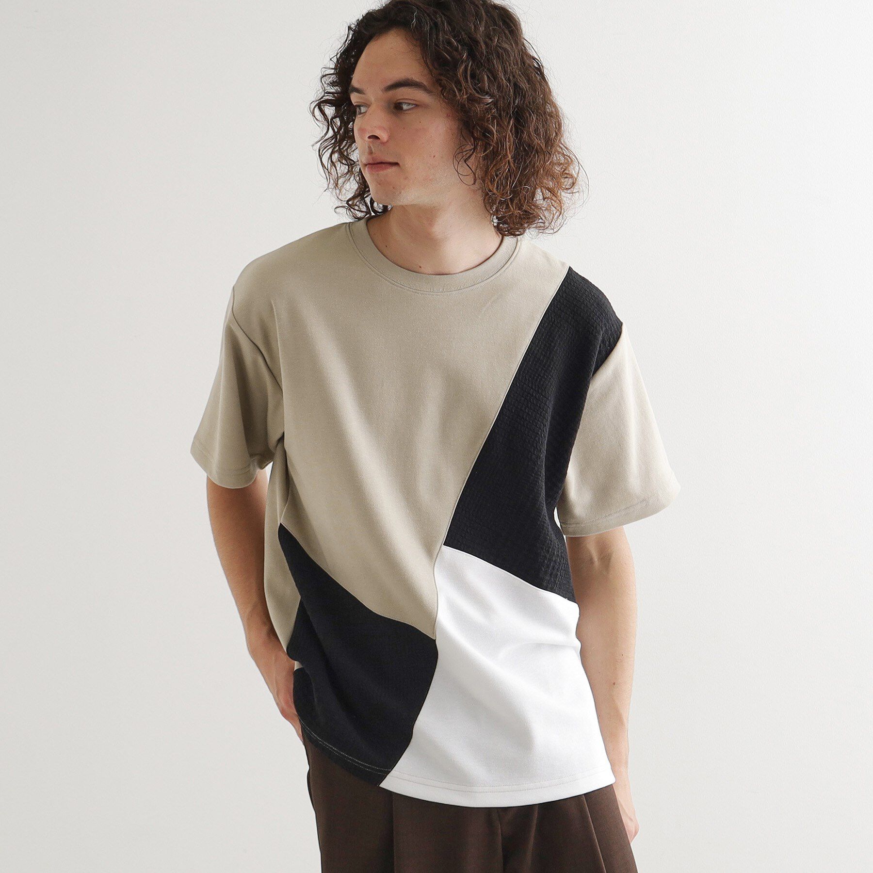 tk.TAKEO KIKUCHI「フクレジャカードナナメ切替えカットソー」|Tシャツ・カットソー|