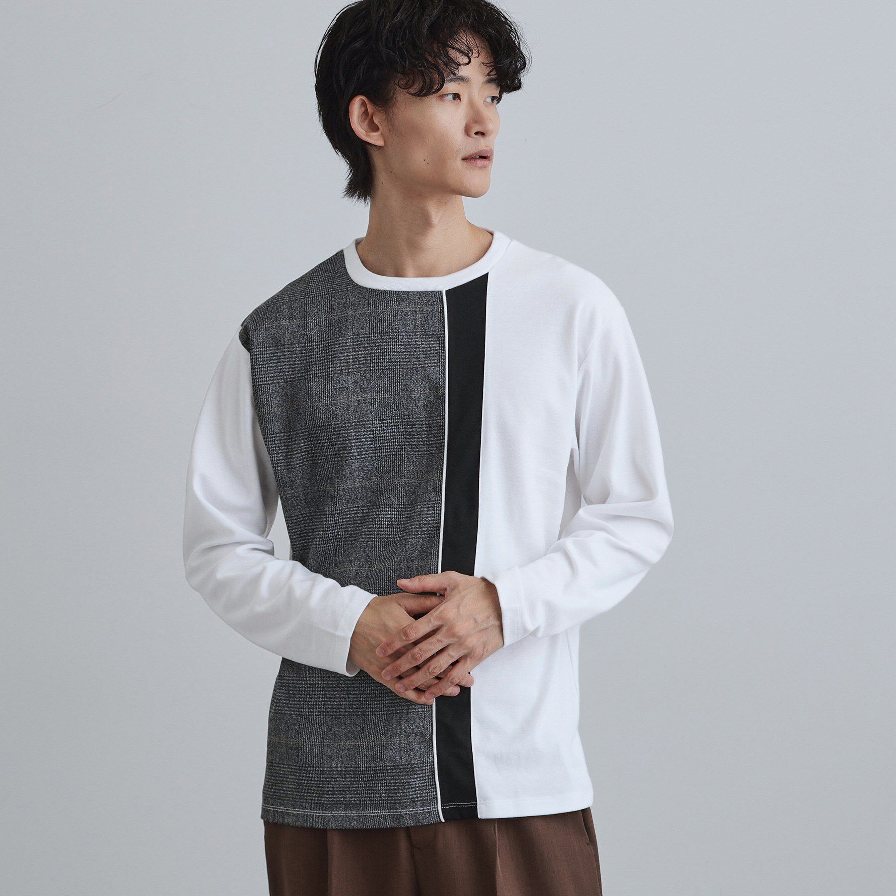 tk.TAKEO KIKUCHI「切替グレンチェックカットソー」|Tシャツ・カットソー|