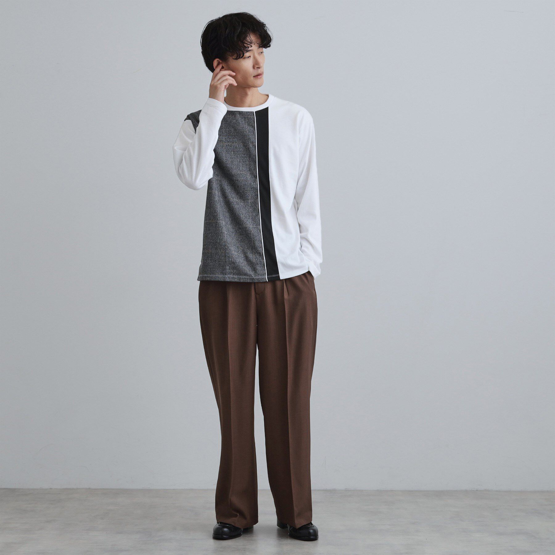 tk.TAKEO KIKUCHI「切替グレンチェックカットソー」|Tシャツ・カットソー|