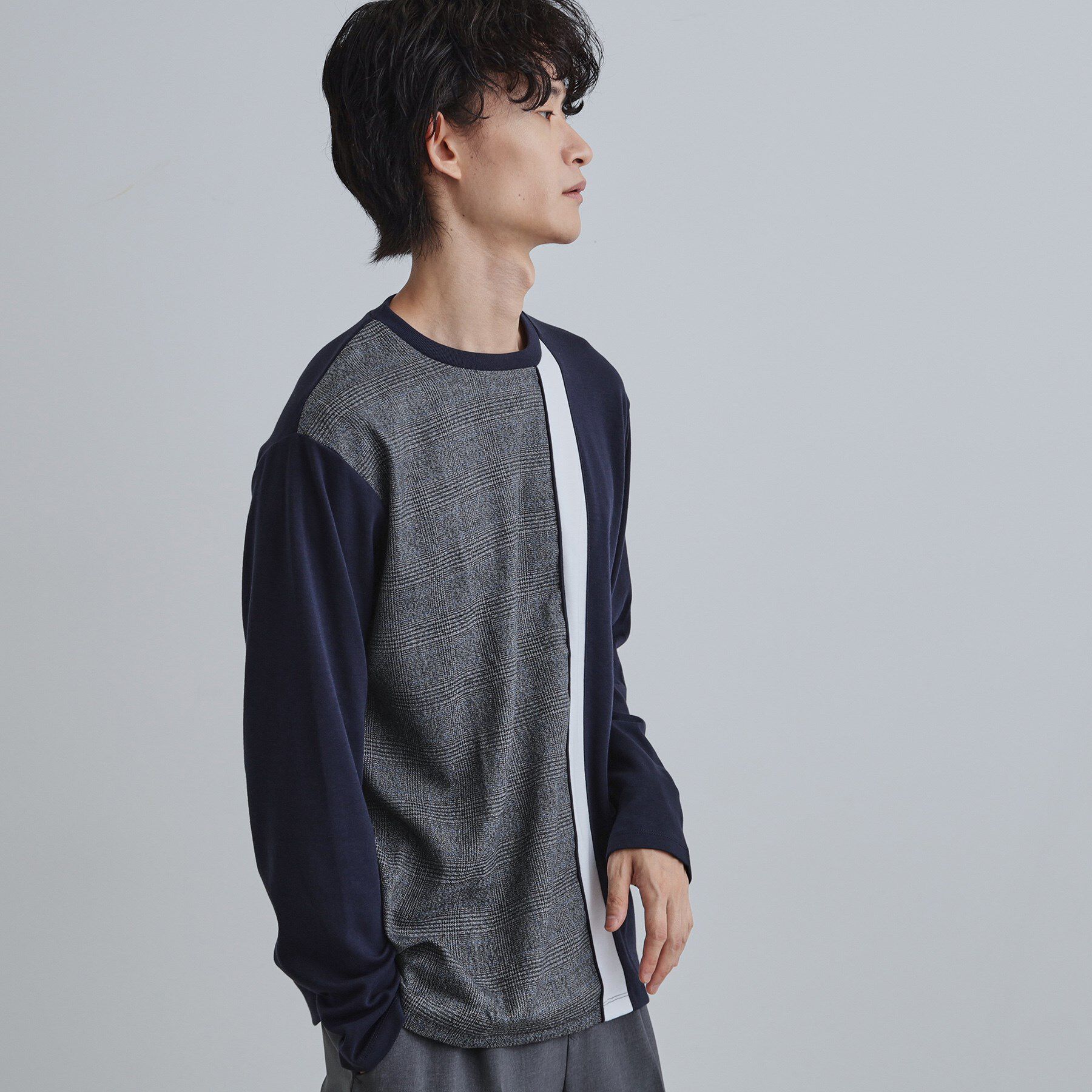 tk.TAKEO KIKUCHI「切替グレンチェックカットソー」|Tシャツ・カットソー|