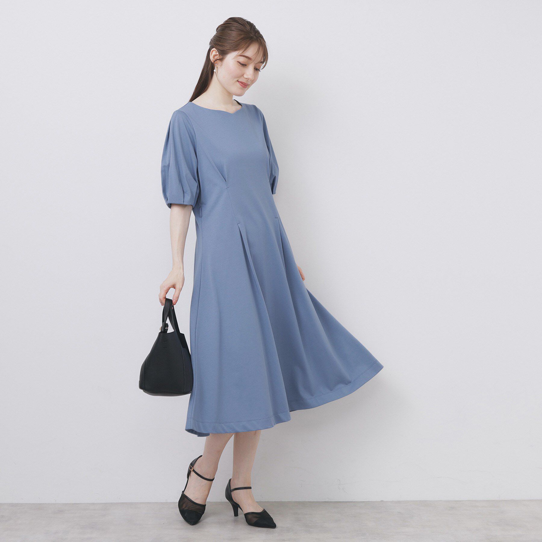 index「ハートネックパフワンピース【洗濯機洗い可/UVケア/接触冷感】」|ワンピース|