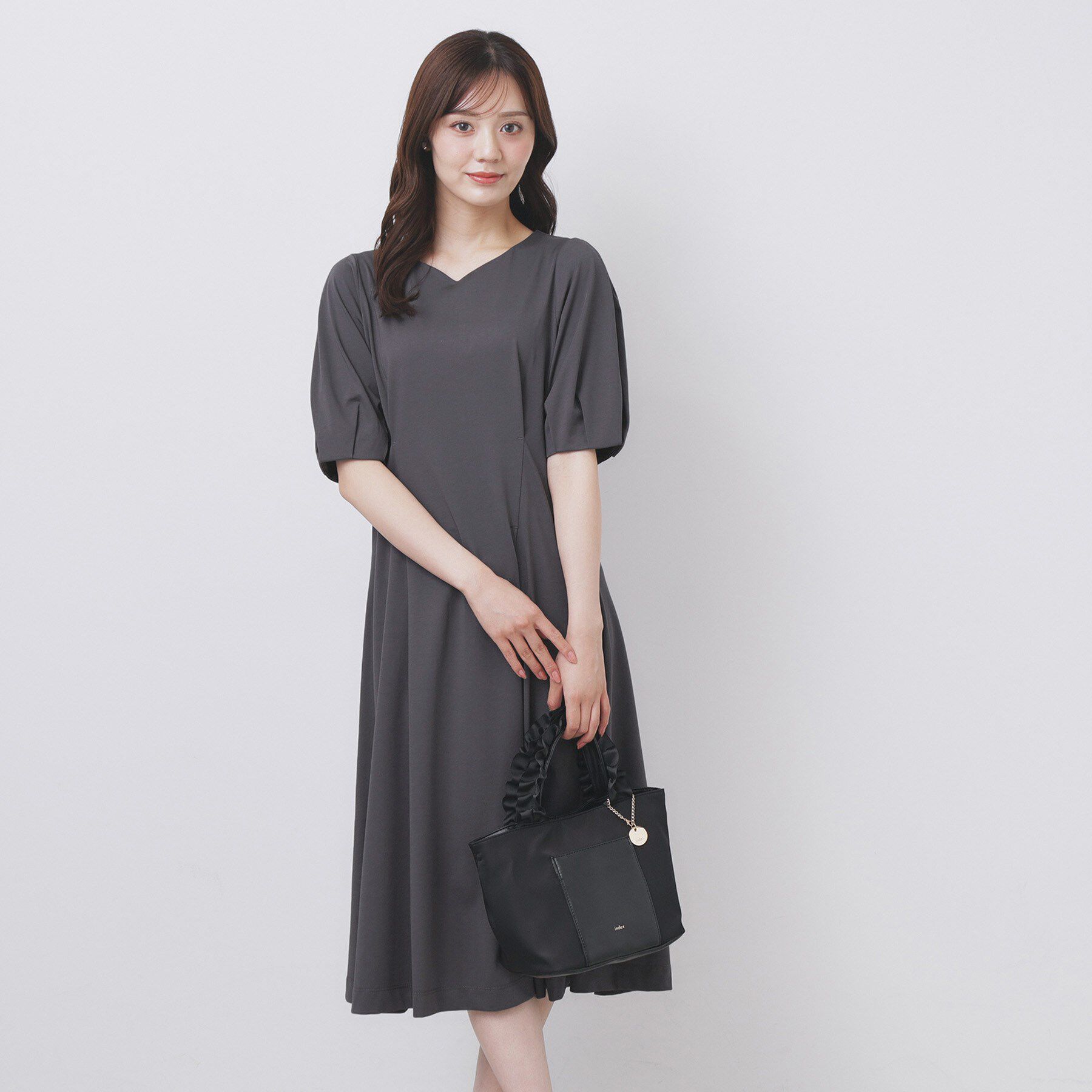 index「ハートネックパフワンピース【洗濯機洗い可/UVケア/接触冷感】」|ワンピース|