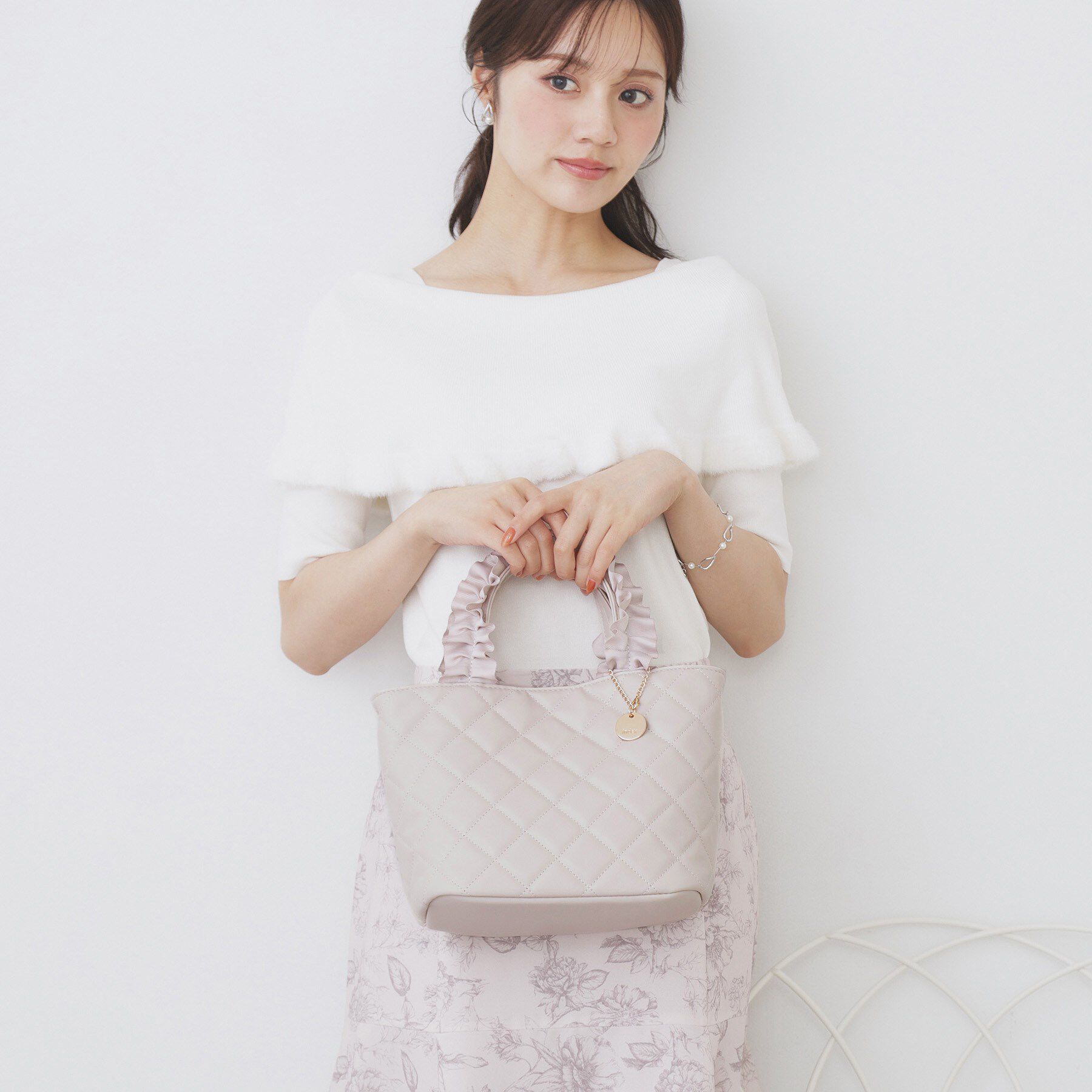 index「【2WAY】持ち手フリルキルティングトートバッグ」|トートバッグ|