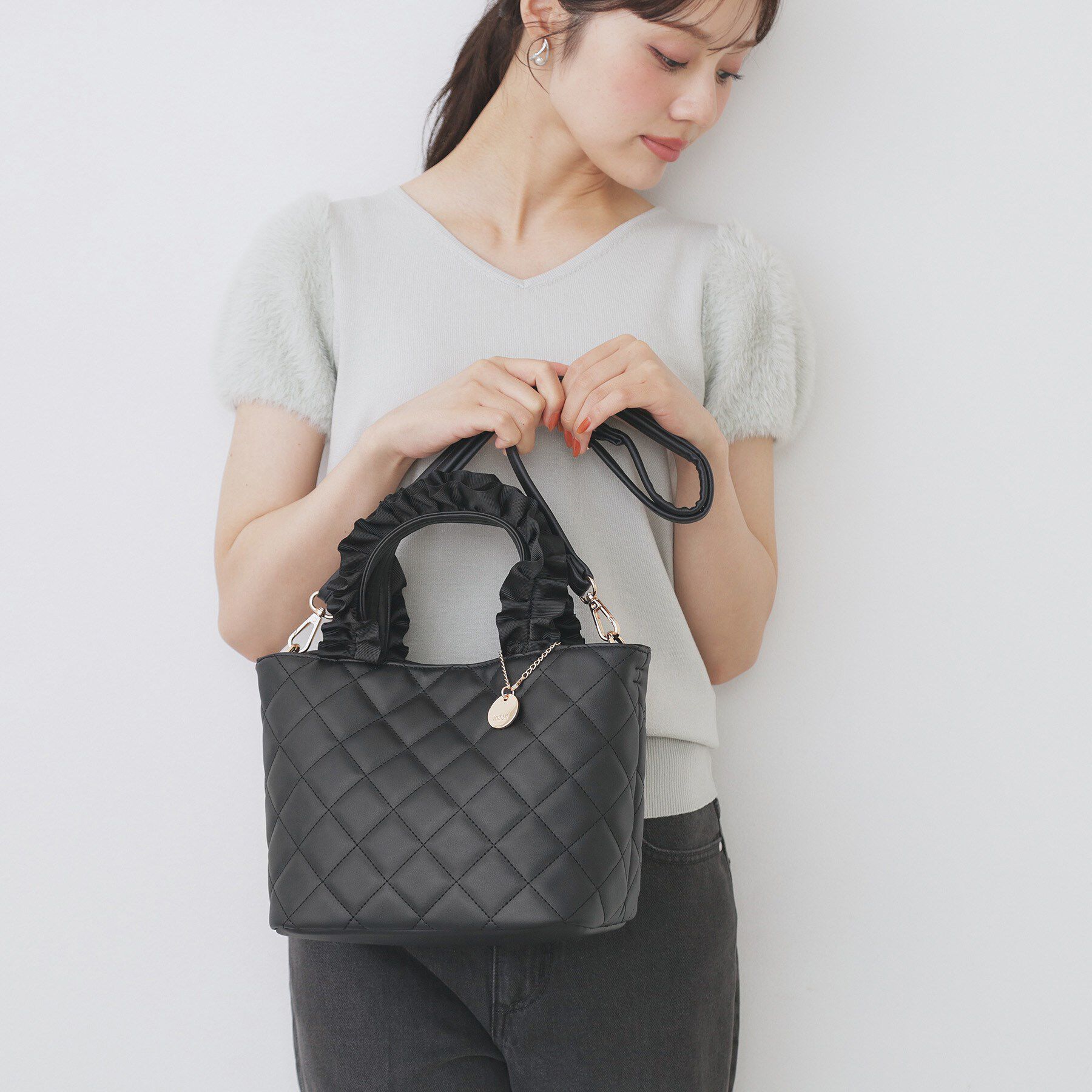 index「【2WAY】持ち手フリルキルティングトートバッグ」|トートバッグ|
