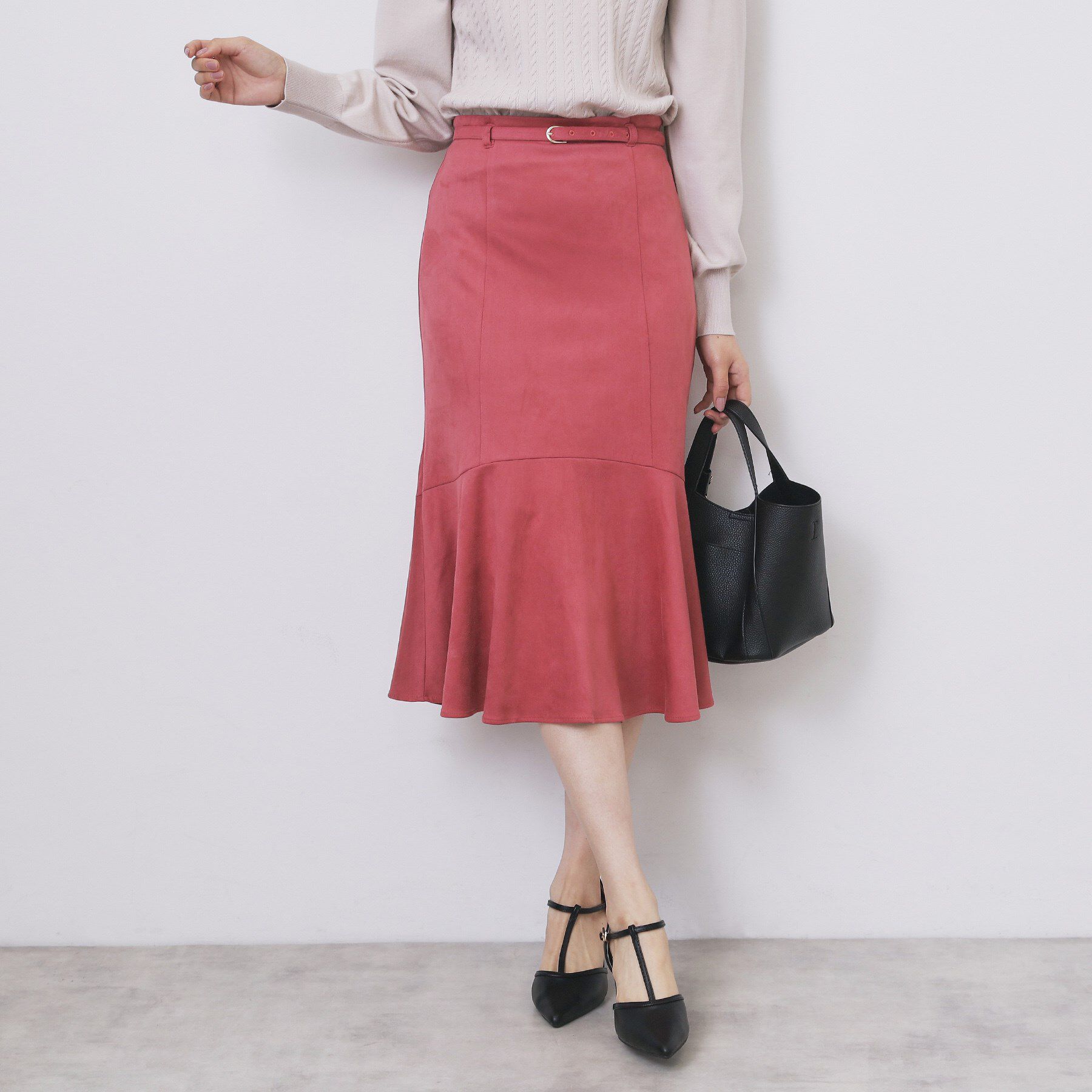 index「フェイクスウェード切り替えマーメイドスカート【洗濯機OK/イージーアイロン/防シワ】」|スカート|ピンク(073)