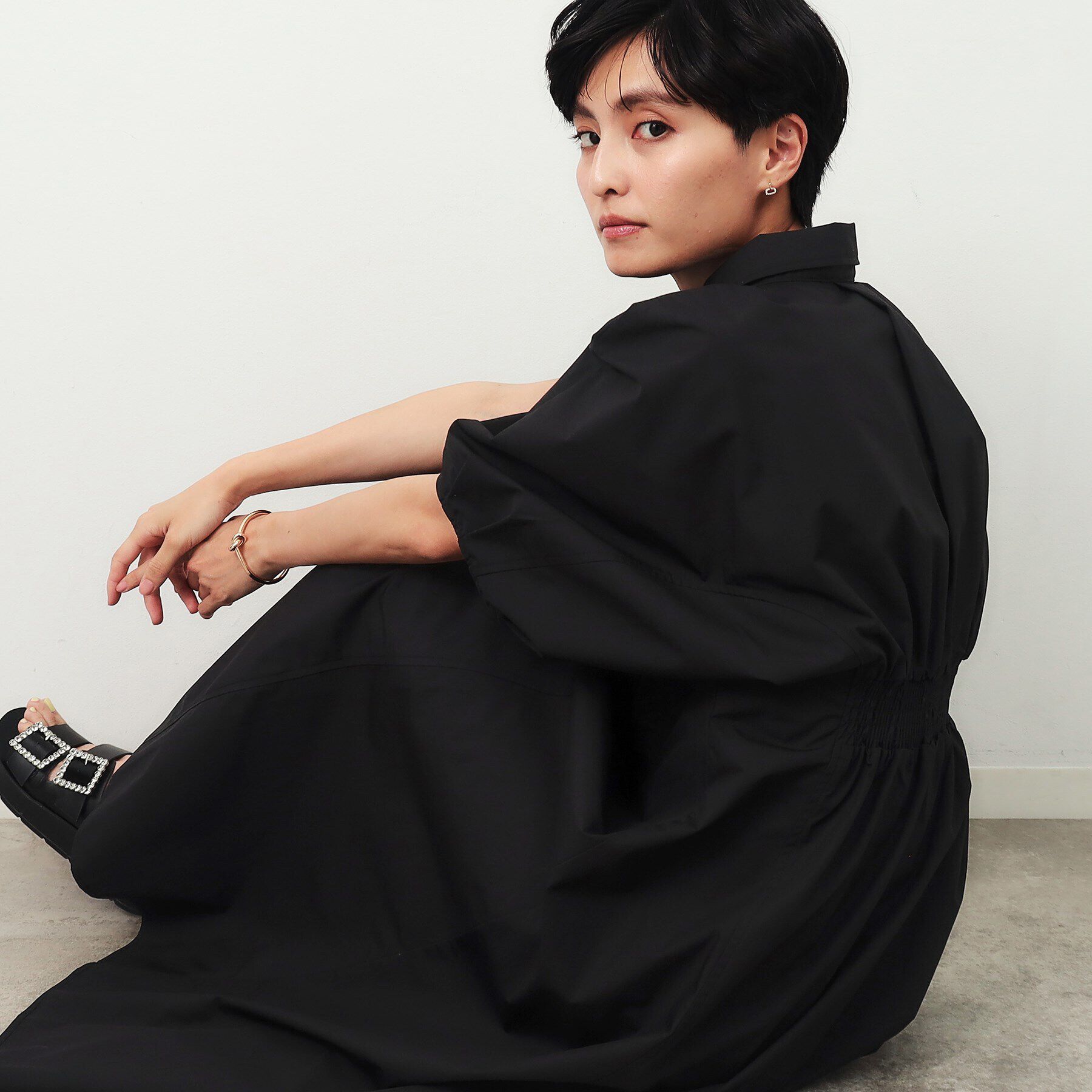 OPAQUE.CLIP「ドルマンスリーブシャツワンピース【洗濯機洗い可】」|ワンピース|