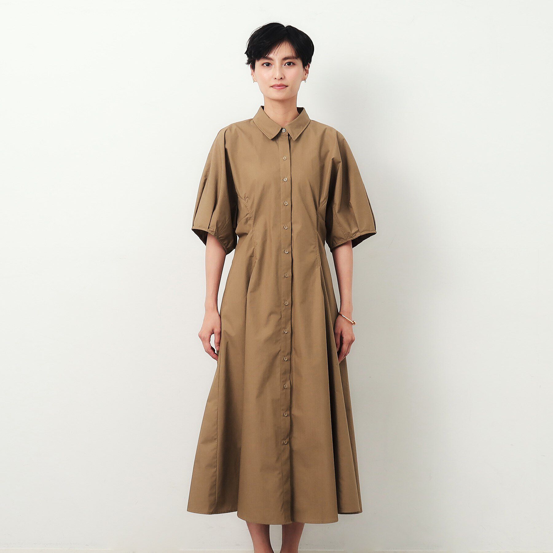 OPAQUE.CLIP「ドルマンスリーブシャツワンピース【洗濯機洗い可】」|ワンピース|