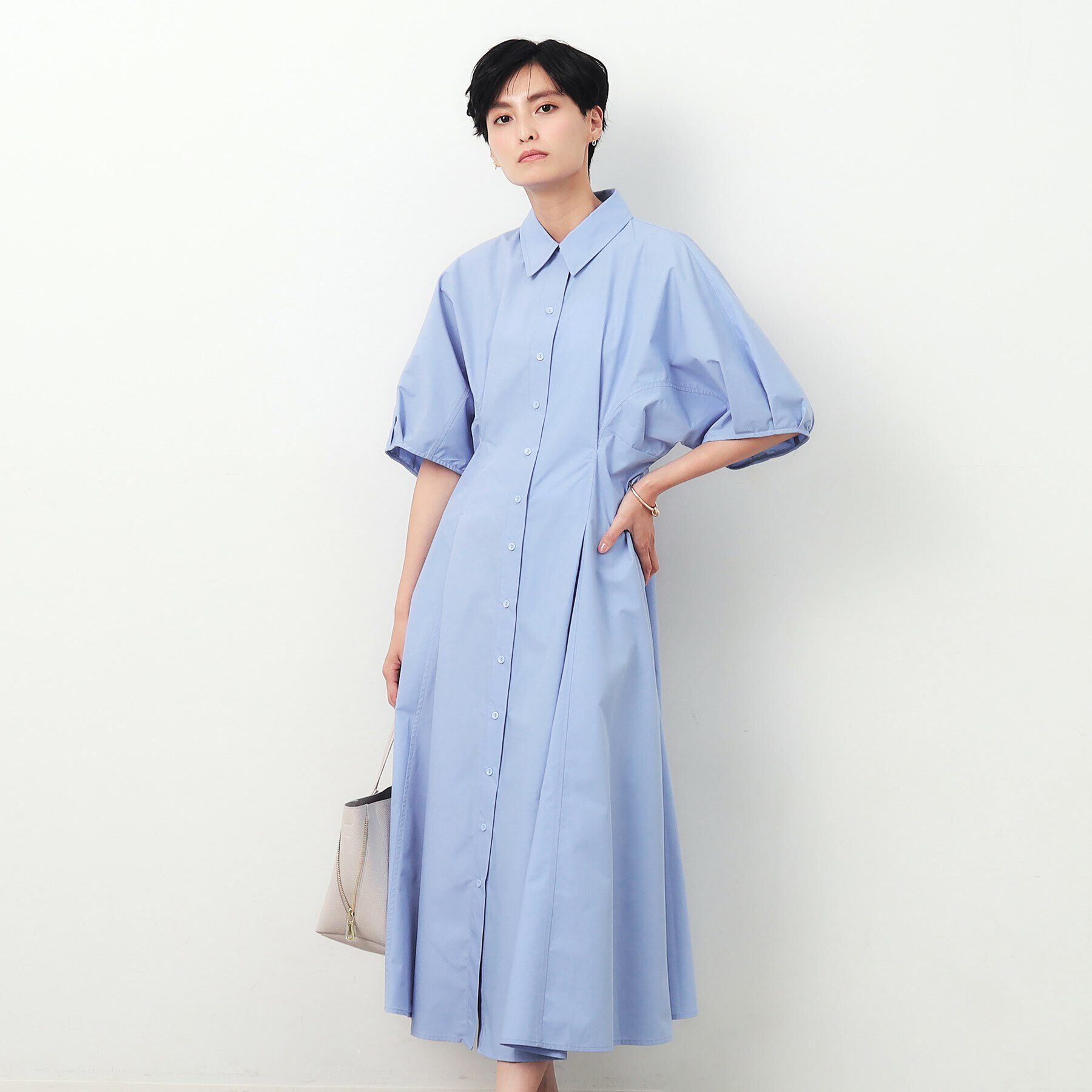 OPAQUE.CLIP「ドルマンスリーブシャツワンピース【洗濯機洗い可】」|ワンピース|
