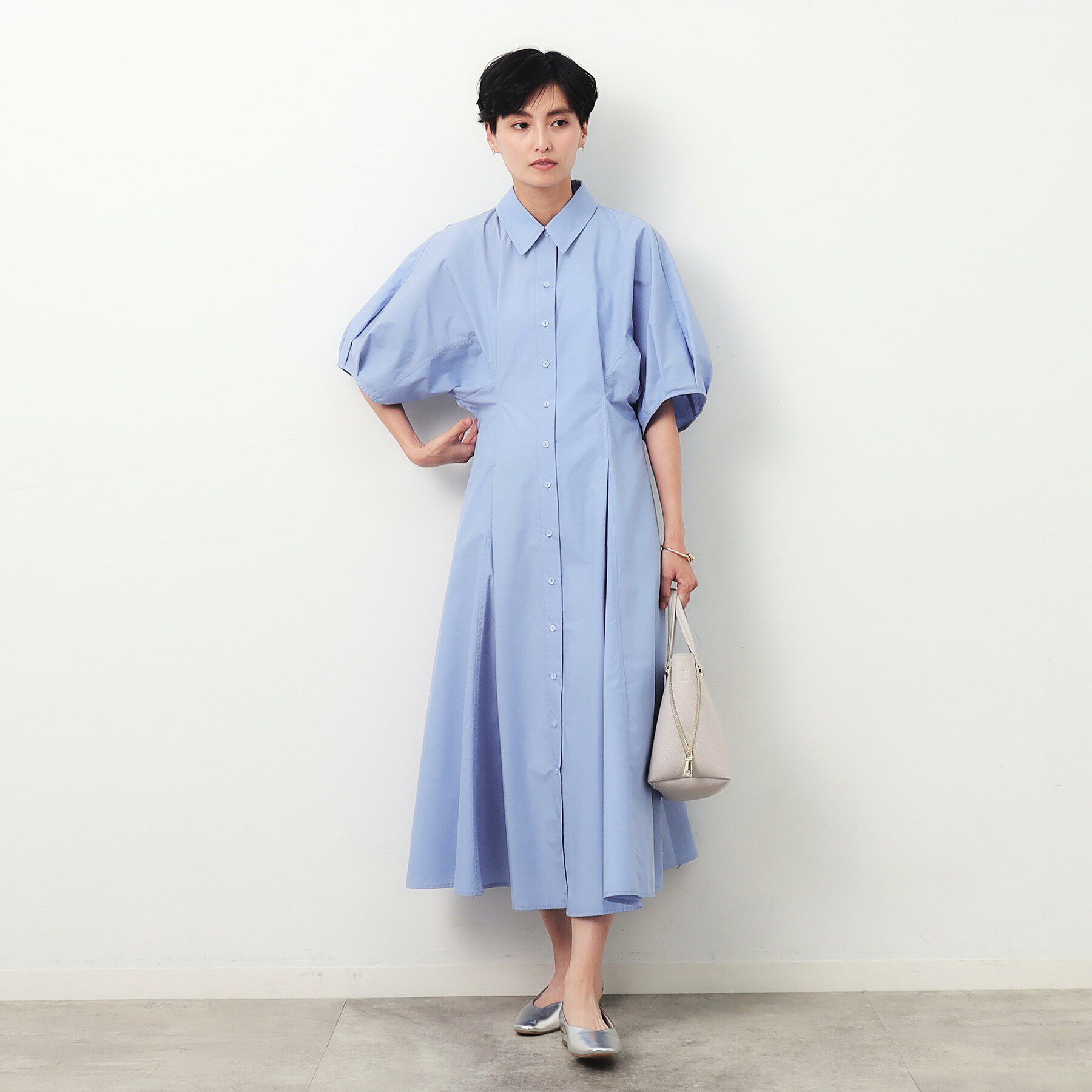 OPAQUE.CLIP「ドルマンスリーブシャツワンピース【洗濯機洗い可】」|ワンピース|