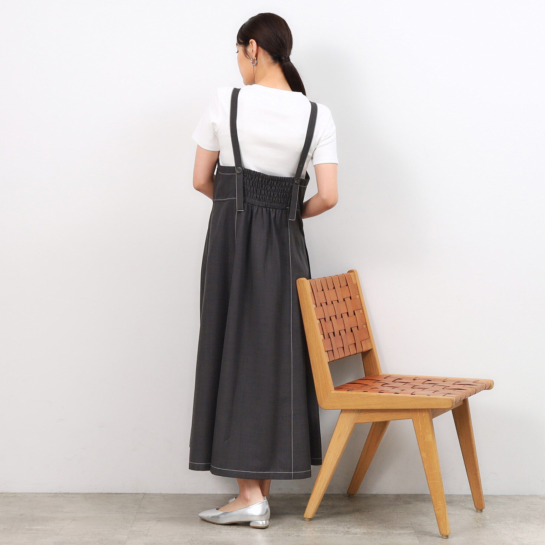 OPAQUE.CLIP「配色ステッチジャンパースカート【洗濯機洗い可】」|ワンピース|