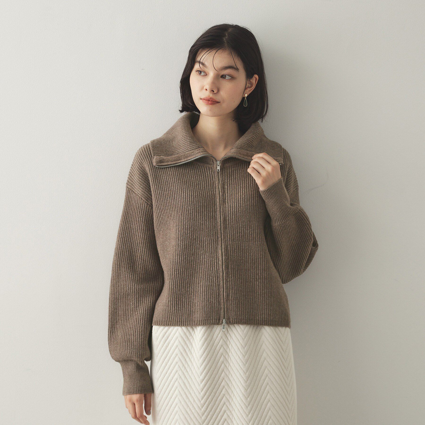 OPAQUE.CLIP「ダブルZIPミドルゲージニットカーディガン【洗濯機洗い可】」|ニット・セーター|