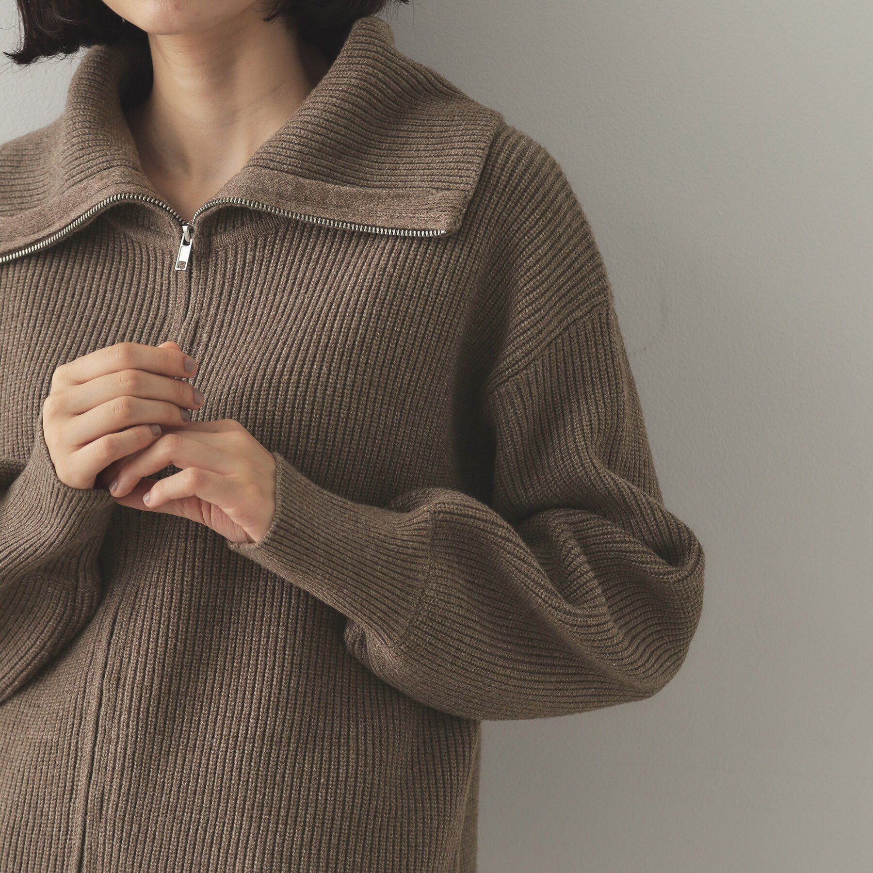 OPAQUE.CLIP「ダブルZIPミドルゲージニットカーディガン【洗濯機洗い可】」|ニット・セーター|