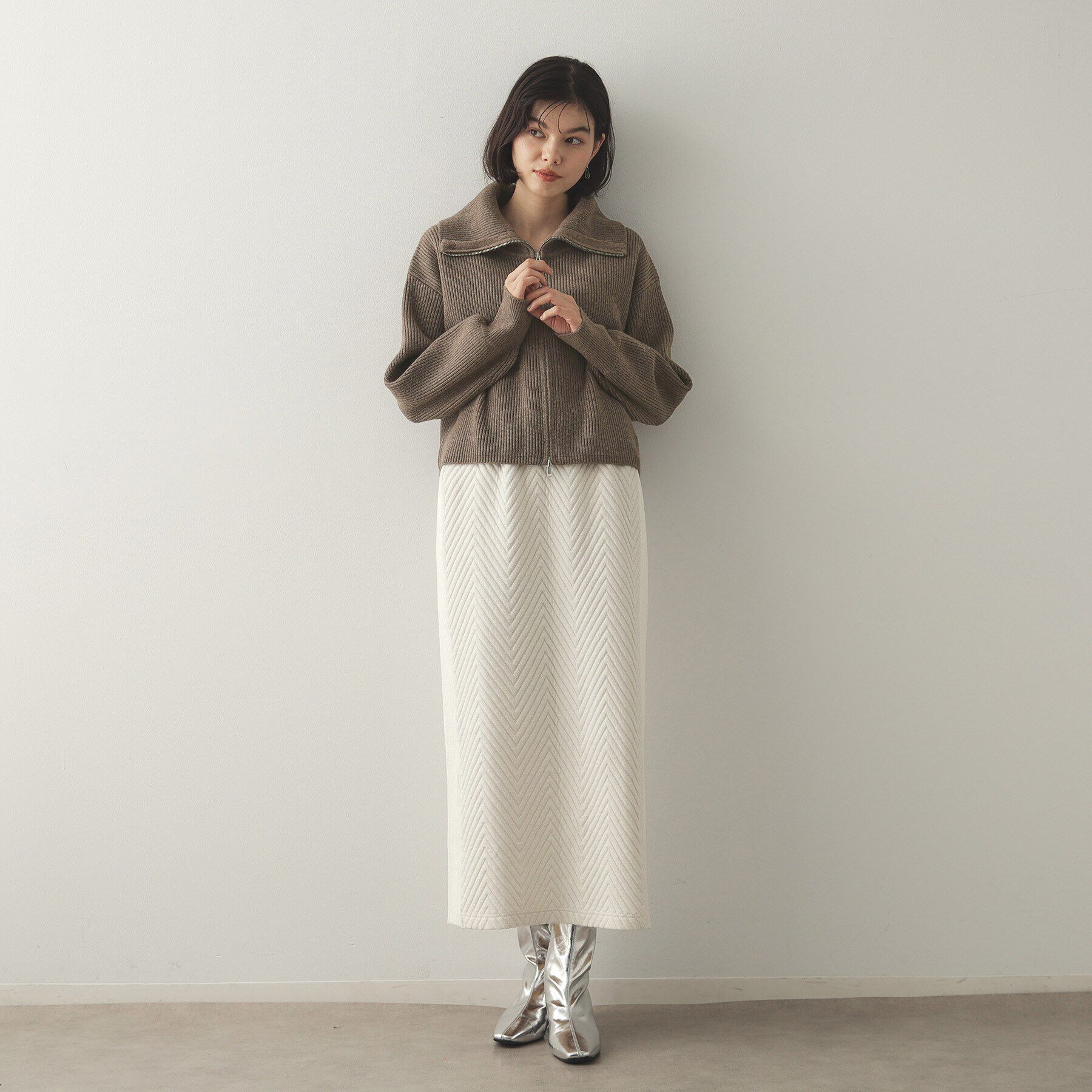 OPAQUE.CLIP「ダブルZIPミドルゲージニットカーディガン【洗濯機洗い可】」|ニット・セーター|