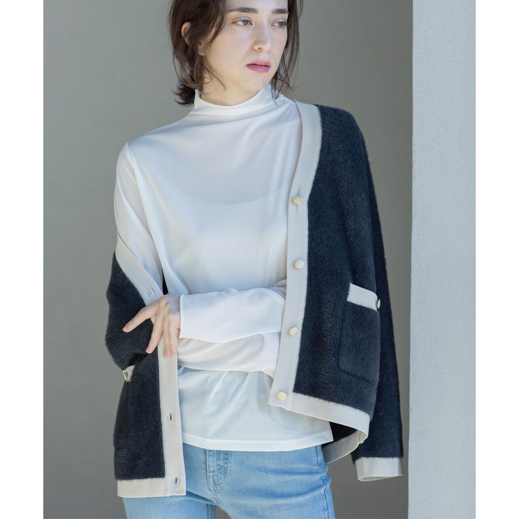 OPAQUE.CLIP「シアーメロウハイネックトップス【洗濯機洗い可】」|Tシャツ・カットソー|