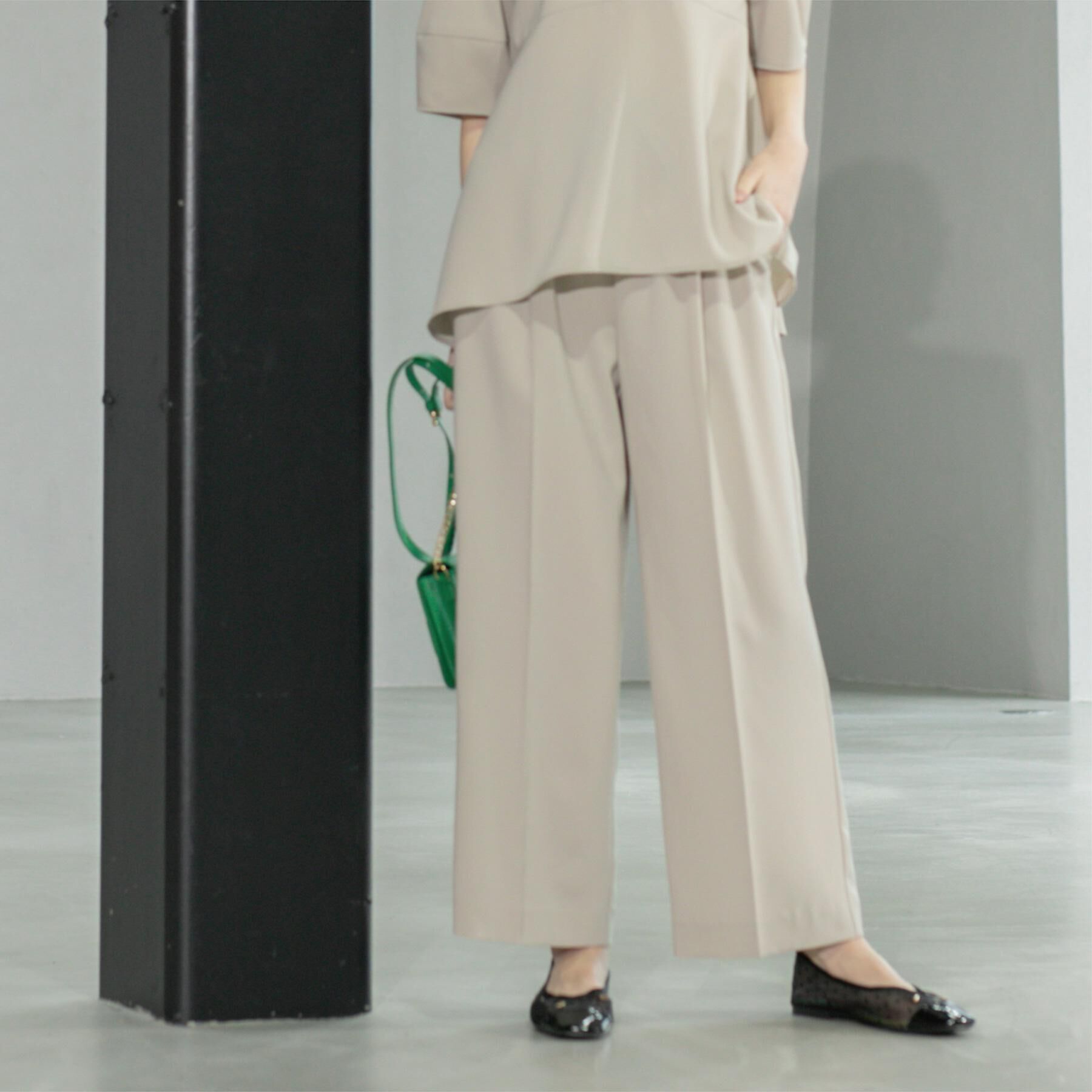 OPAQUE.CLIP「《6色展開/丈が選べる》美脚イージーワイドパンツ/セットアップ対応【ストレッチ/洗濯機洗い可/防シワ」|その他|ライトベージュ(05