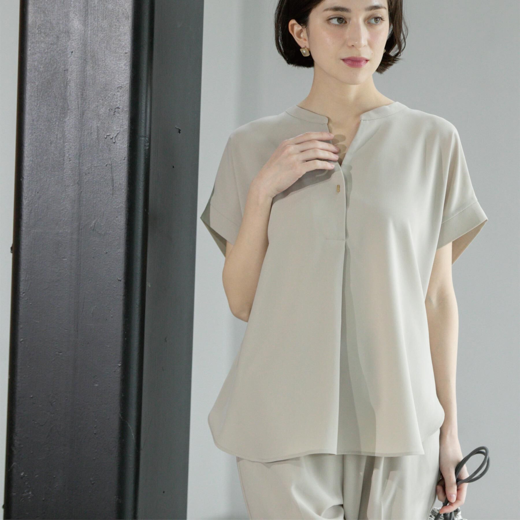 OPAQUE.CLIP「《7色展開/SS-LLサイズ》ストレッチスキッパーブラウス/セットアップ対応【洗濯機洗い可/防シワ】」|シャツ・ブラウス|