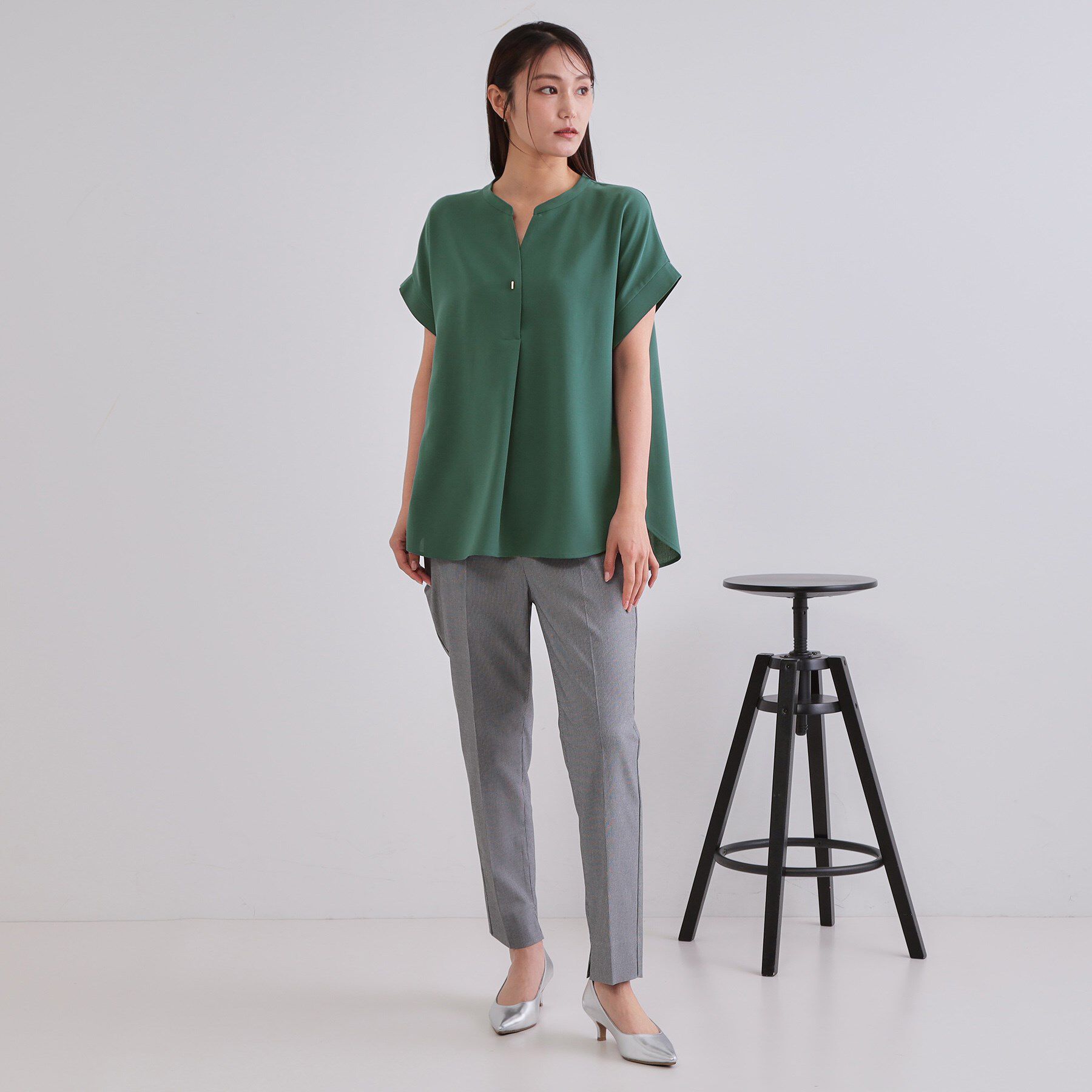 OPAQUE.CLIP「《7色展開/SS-LLサイズ》ストレッチスキッパーブラウス/セットアップ対応【洗濯機洗い可/防シワ】」|シャツ・ブラウス|