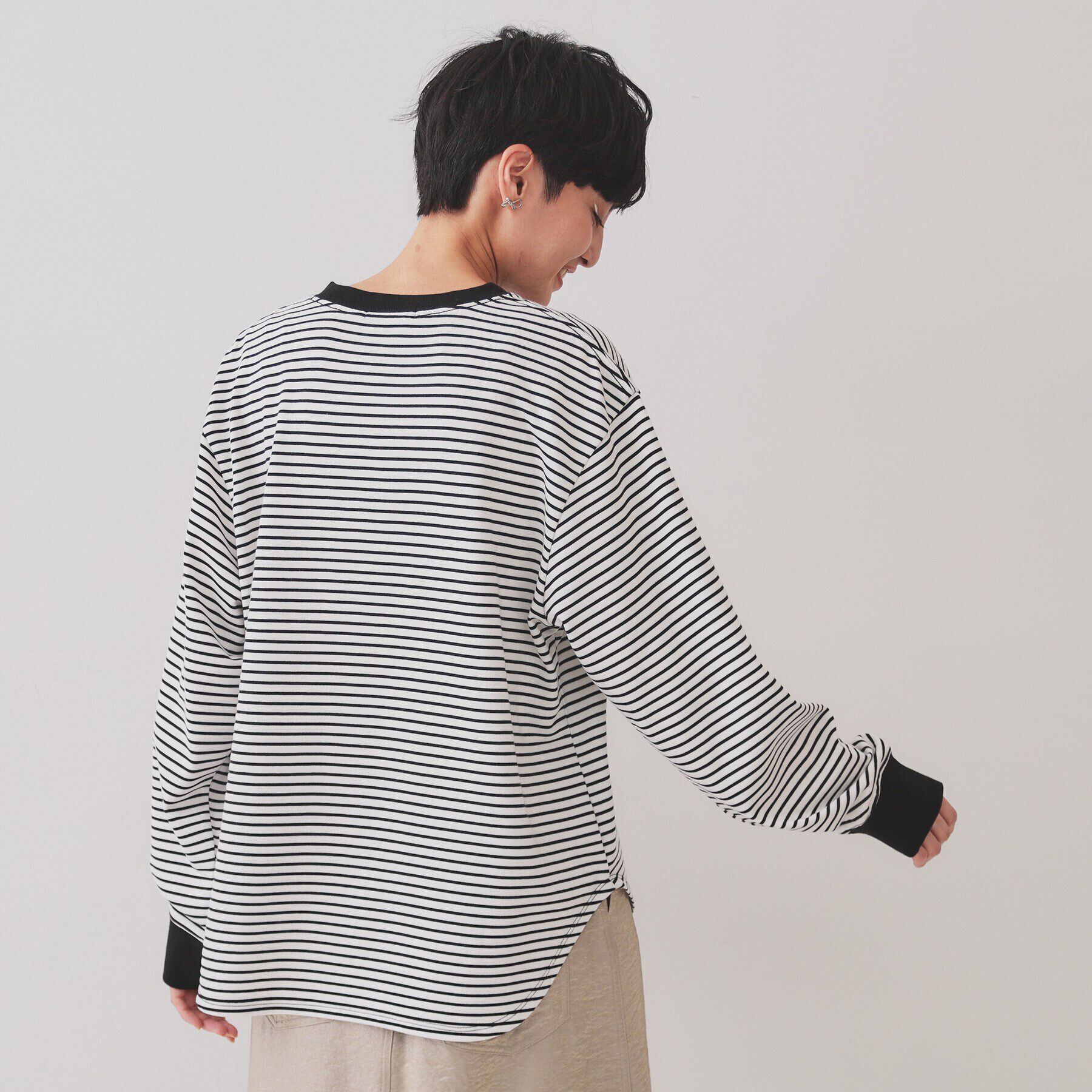 OPAQUE.CLIP「ボーダールーズフィットカットソー【洗濯機洗い可】」|Tシャツ・カットソー|