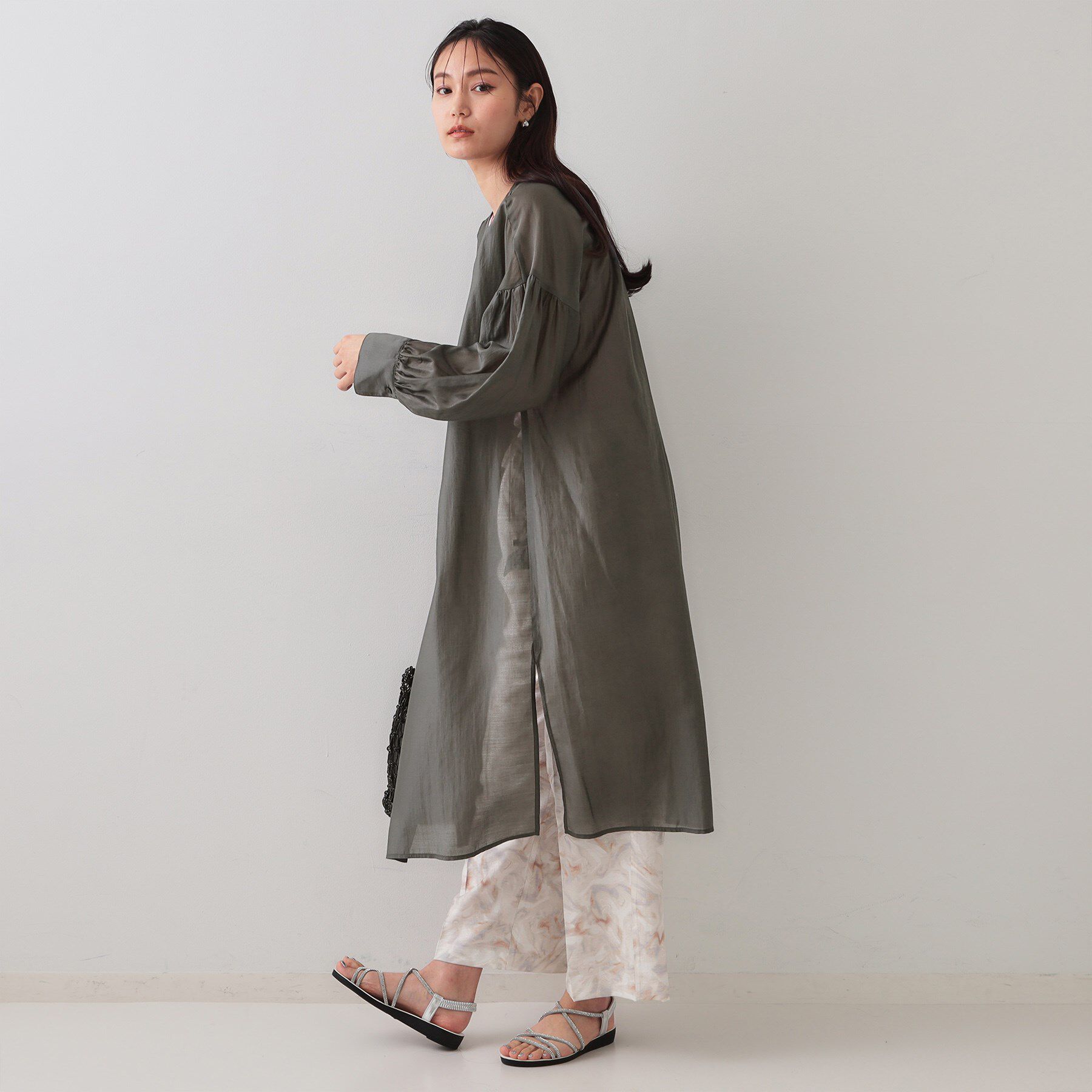 OPAQUE.CLIP「シアーシャツワンピース【洗濯機洗い可】」|ワンピース|