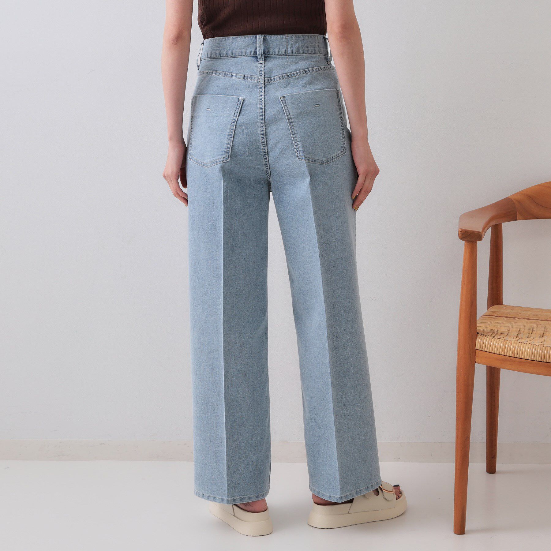 OPAQUE.CLIP「ストレッチライトオンスワイドデニム【洗濯機洗い可】」|デニム|