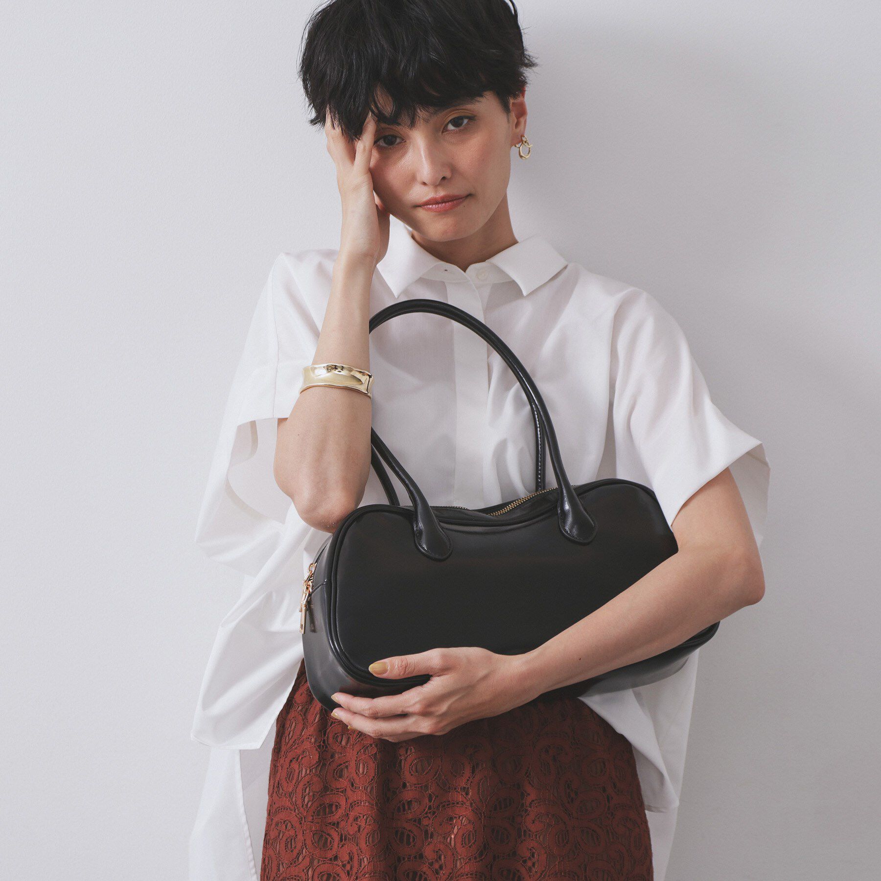 OPAQUE.CLIP「【軽量】オイル調合皮ワイドボストンバッグ」|ボストンバッグ|