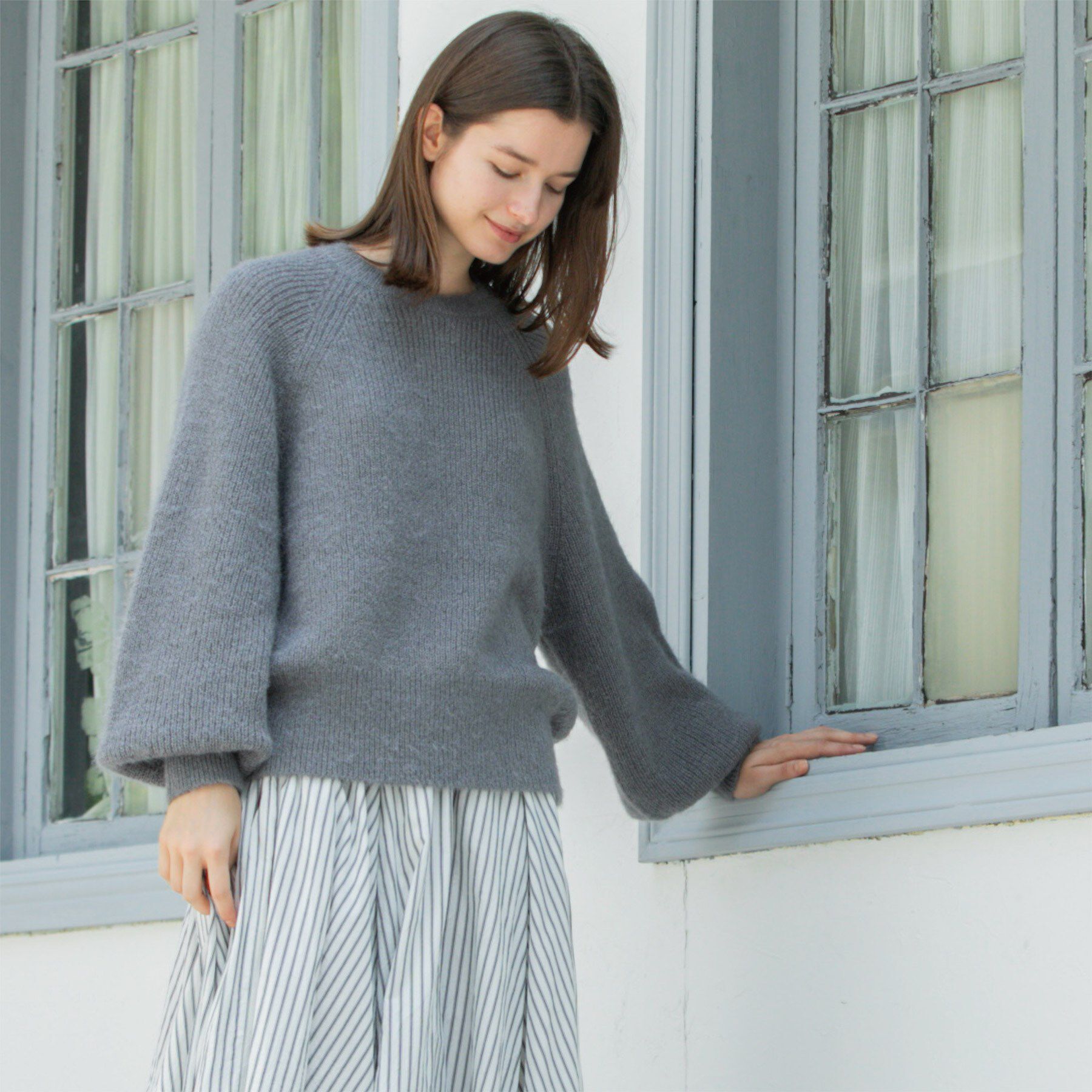 OPAQUE.CLIP「クリアシャギークルーネックニット【洗える】」|ニット・セーター|