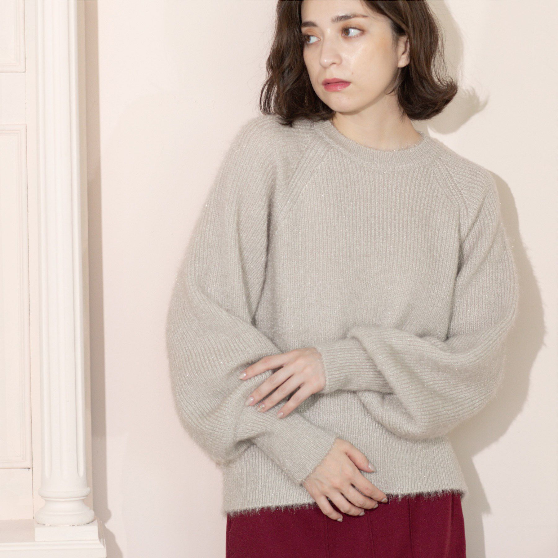 OPAQUE.CLIP「クリアシャギークルーネックニット【洗える】」|ニット・セーター|