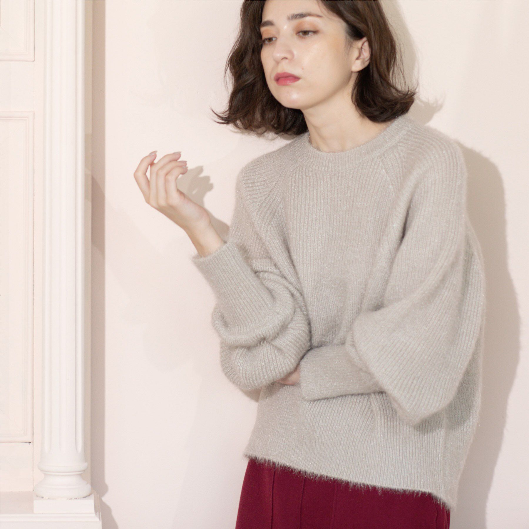 OPAQUE.CLIP「クリアシャギークルーネックニット【洗える】」|ニット・セーター|