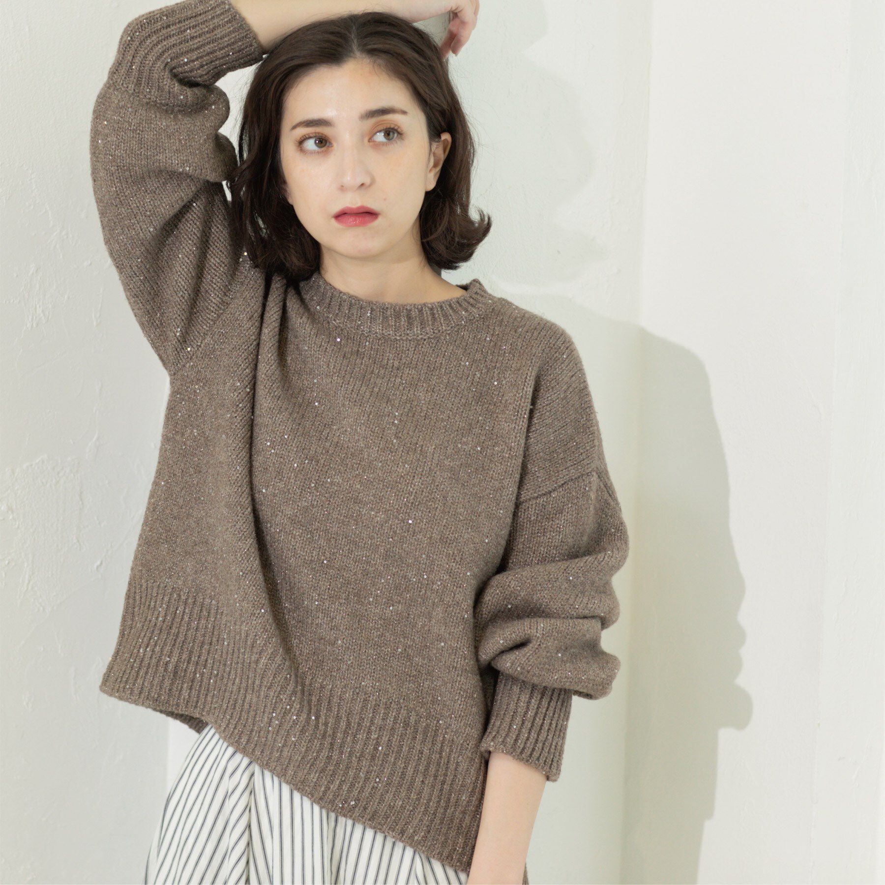 OPAQUE.CLIP「スパンコールラメニット【洗える】」|ニット・セーター|